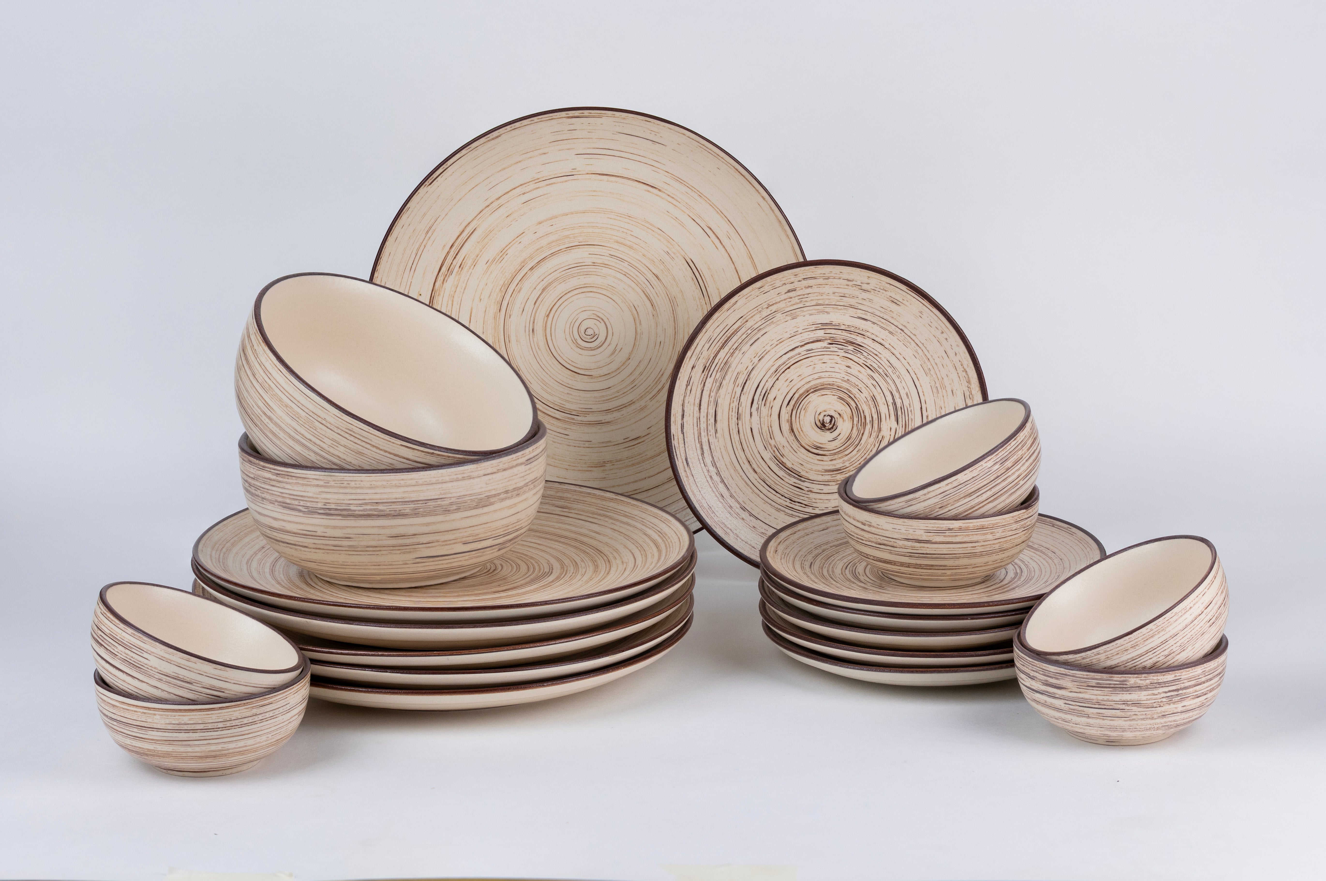 White Spiral Dinner Set Ceramic
