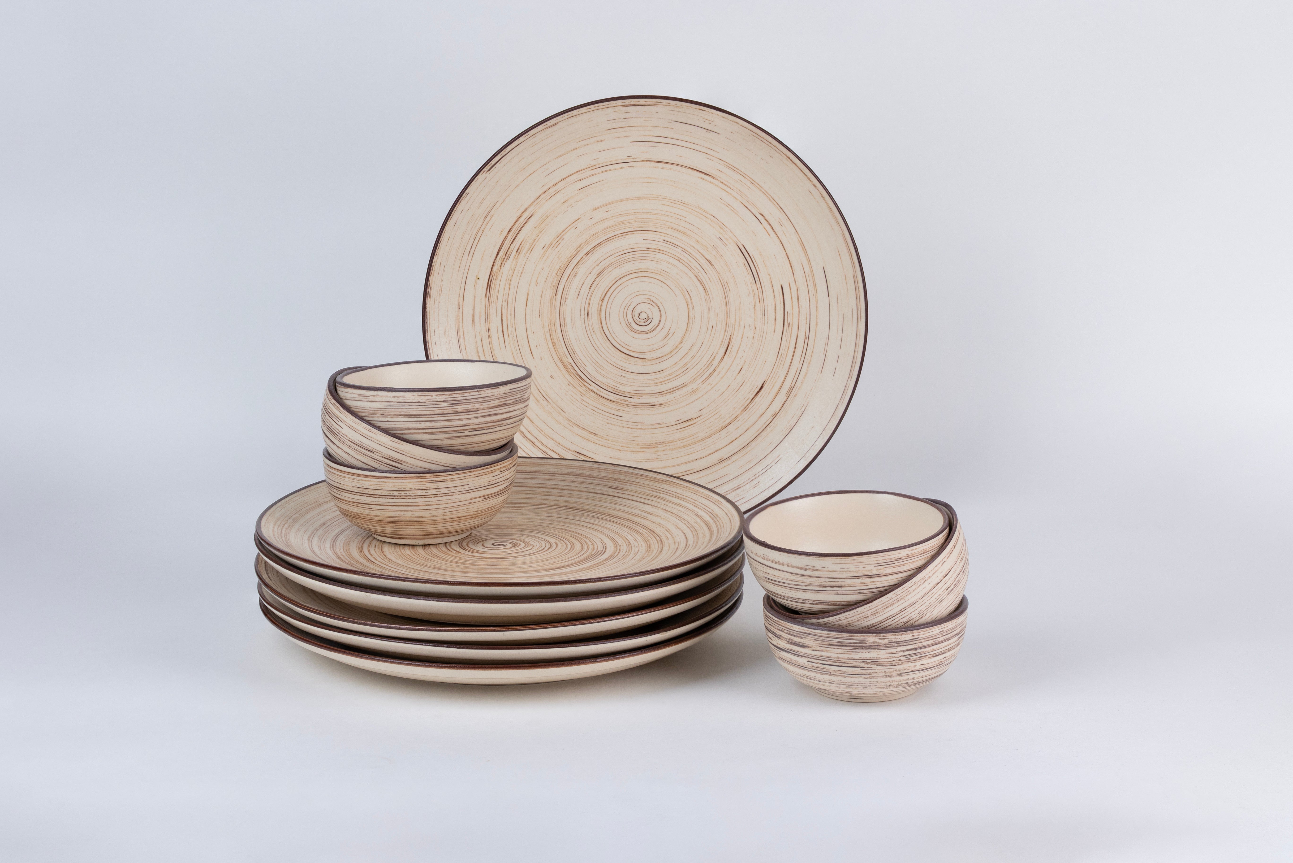 White Spiral Dinner Set Ceramic