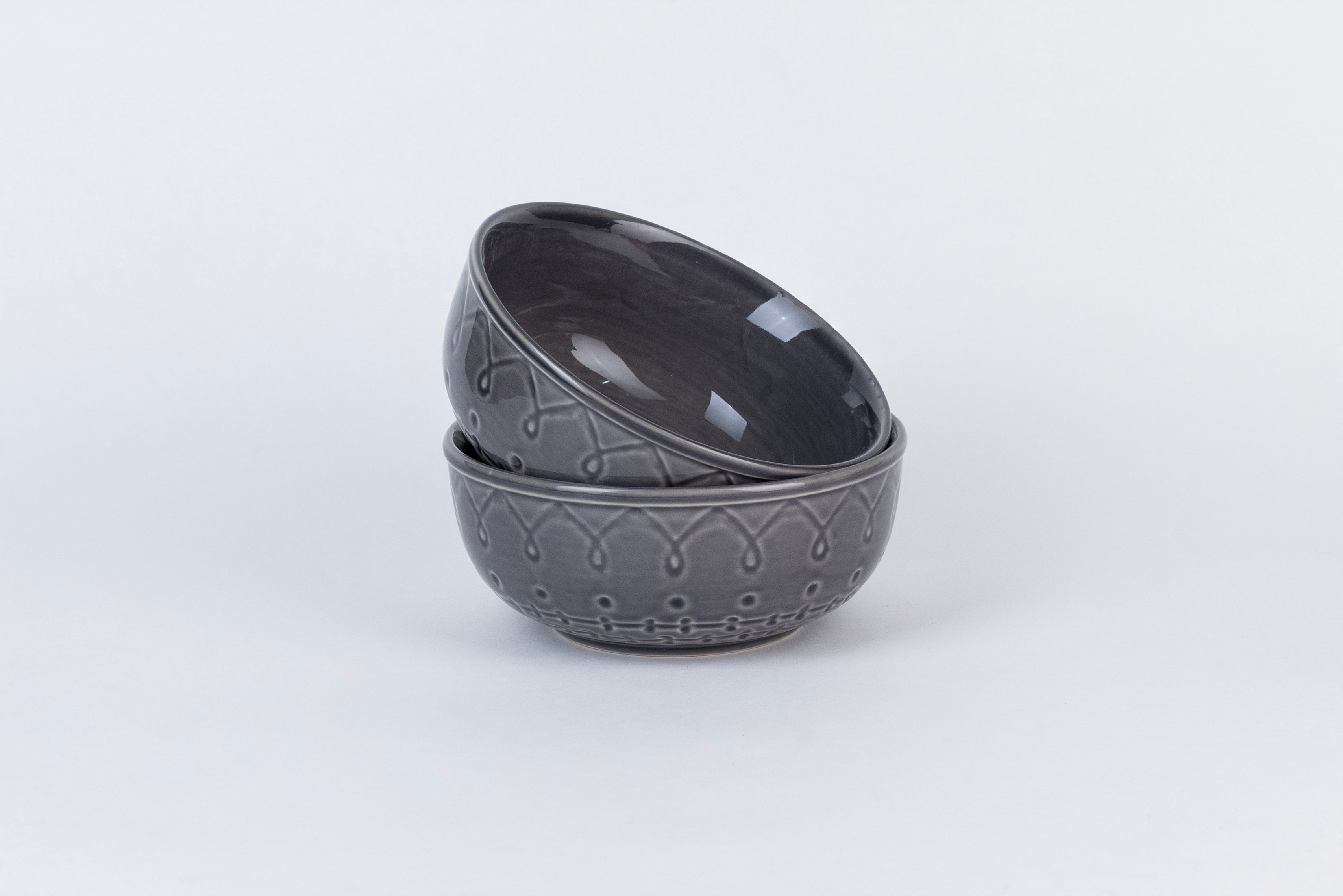 Grey Embossed Dinner Set Ceramic