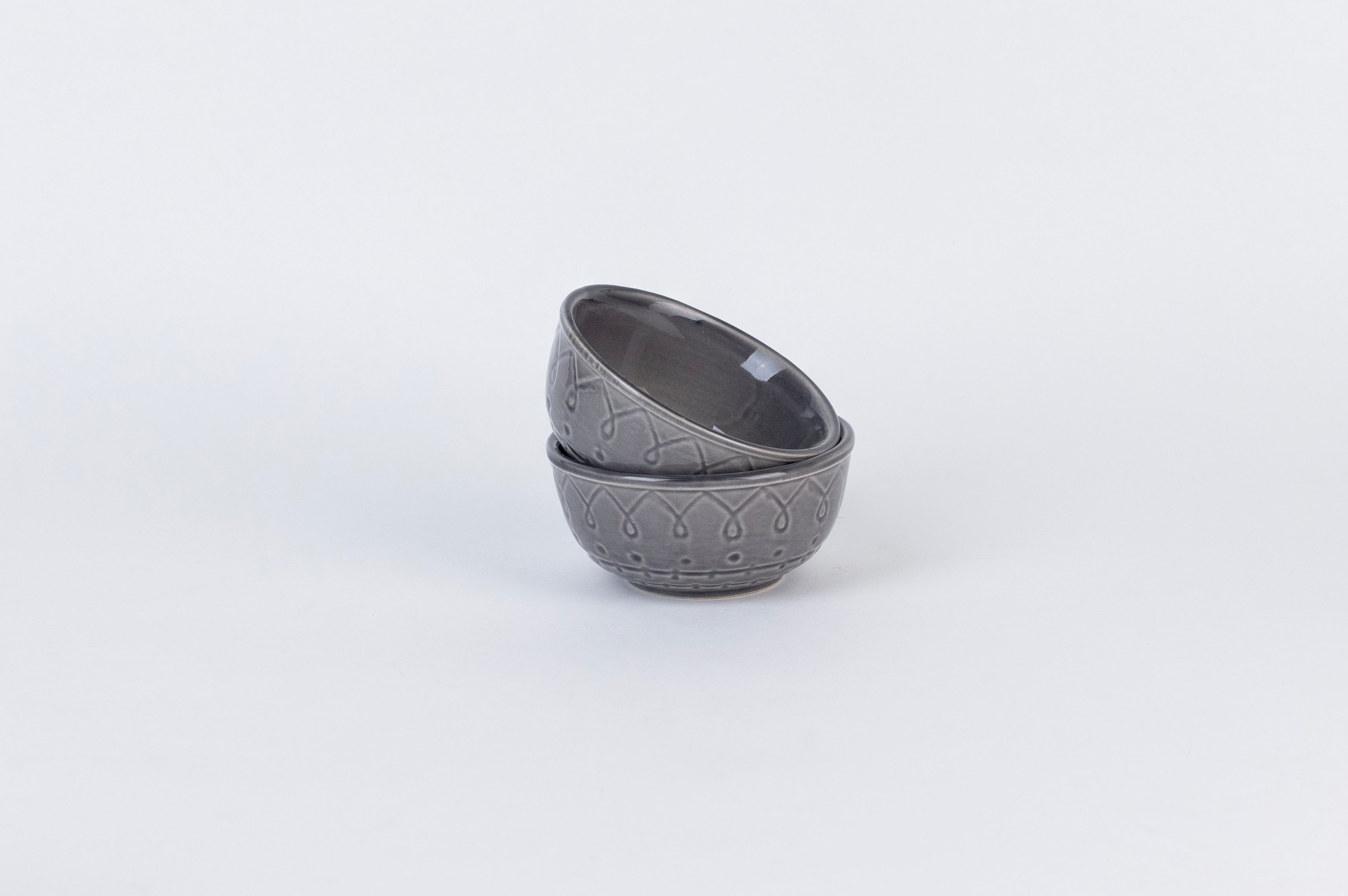 Grey Embossed Dinner Set Ceramic