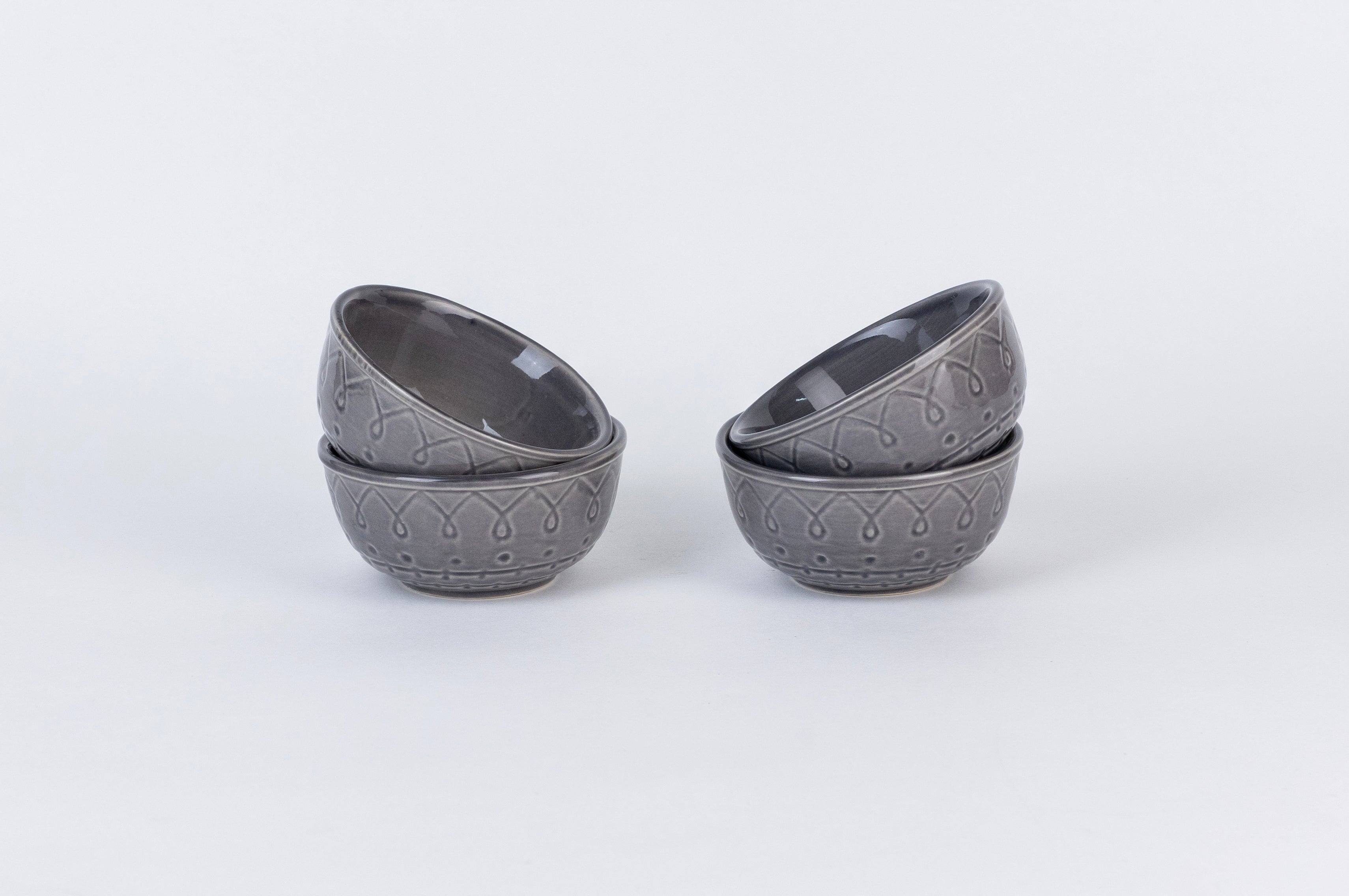Grey Embossed Dinner Set Ceramic