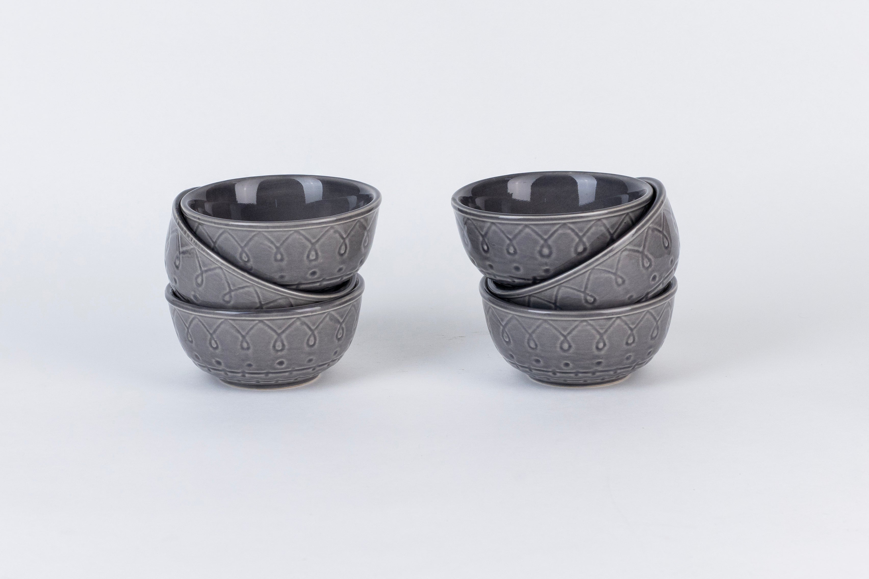 Grey Embossed Dinner Set Ceramic