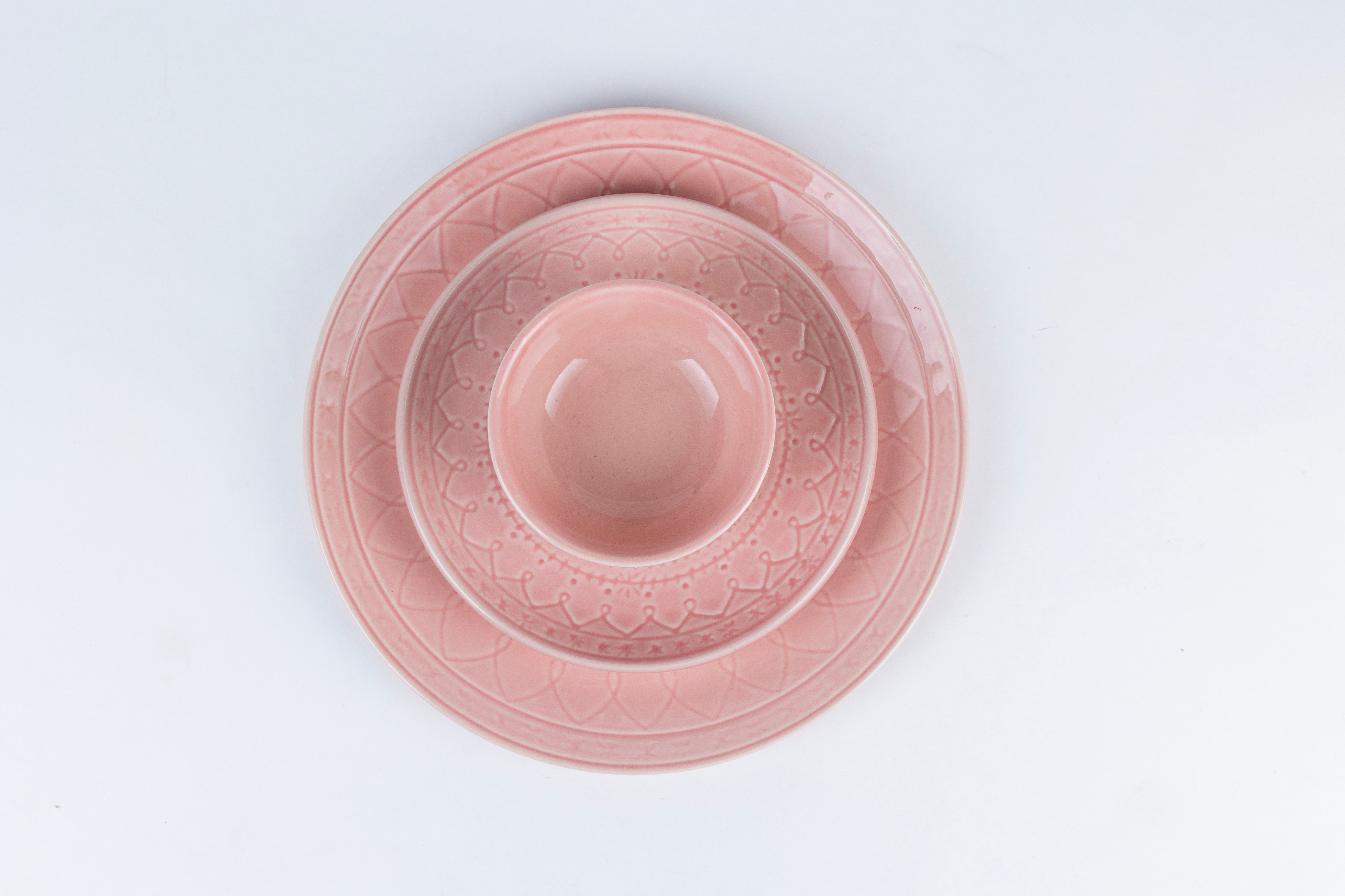 Pink Spiral Dinner Set Ceramic