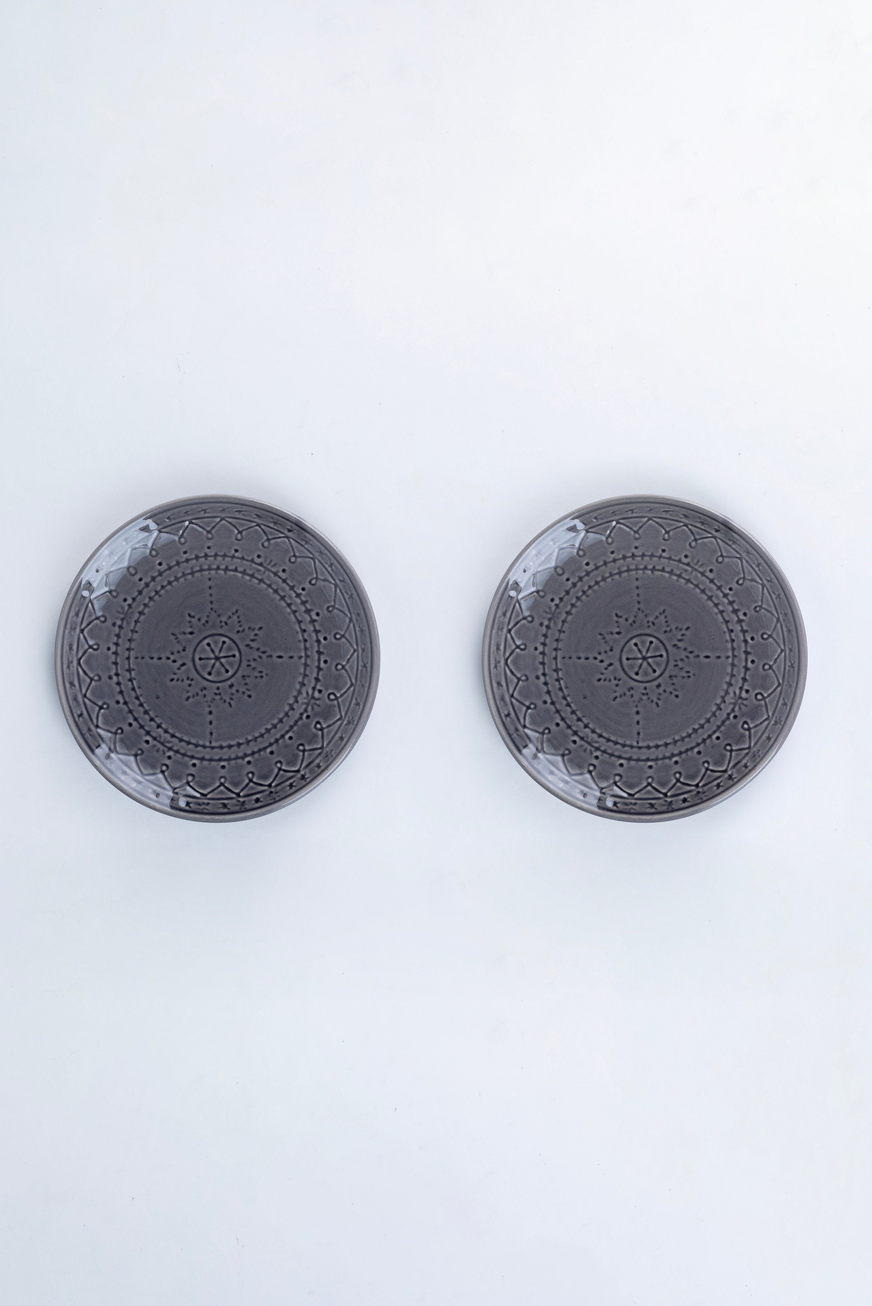 Grey Embossed Dinner Set Ceramic