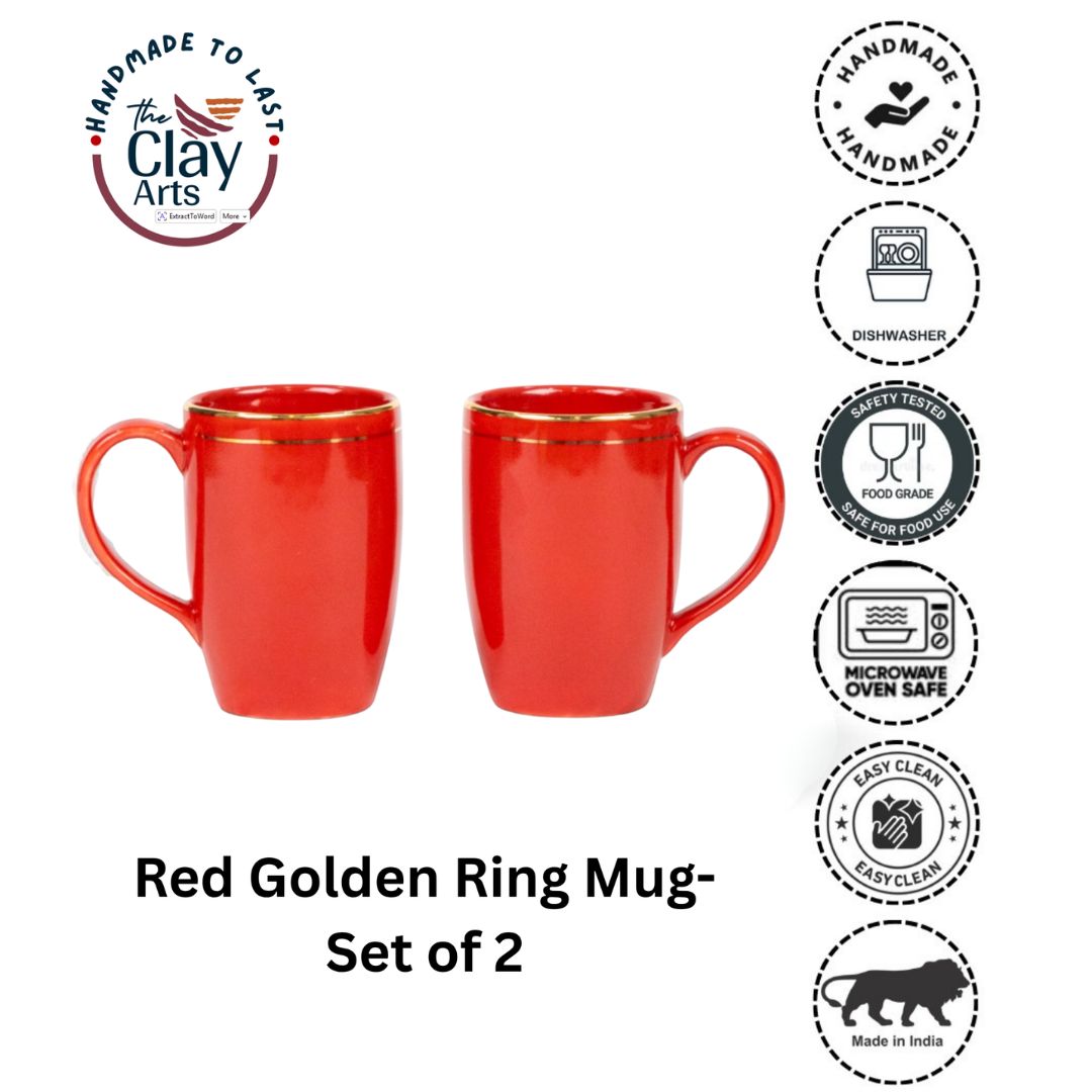 Red Gold Lining  Mug (Porcelain) -  Set of 2