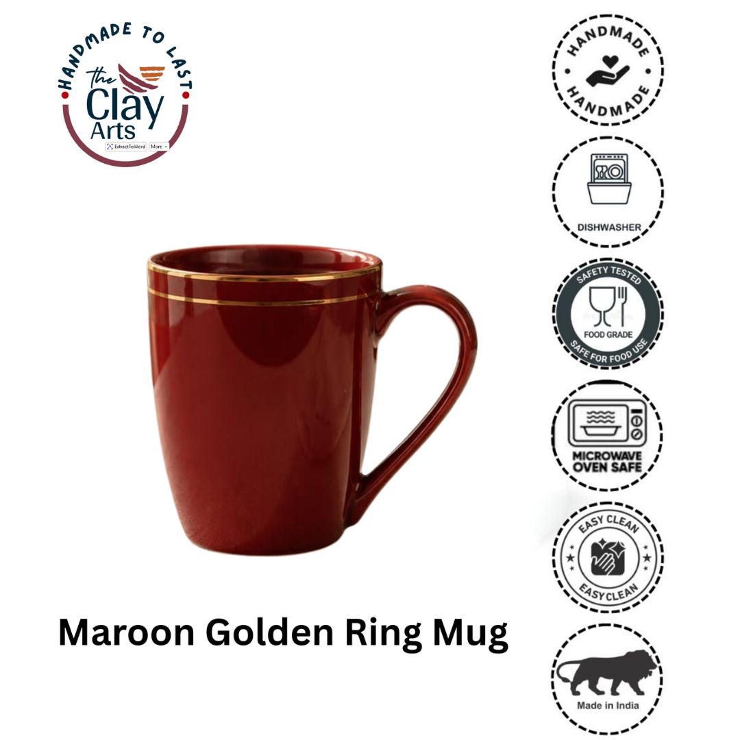Maroon Gold Lining Mug (Porcelain)