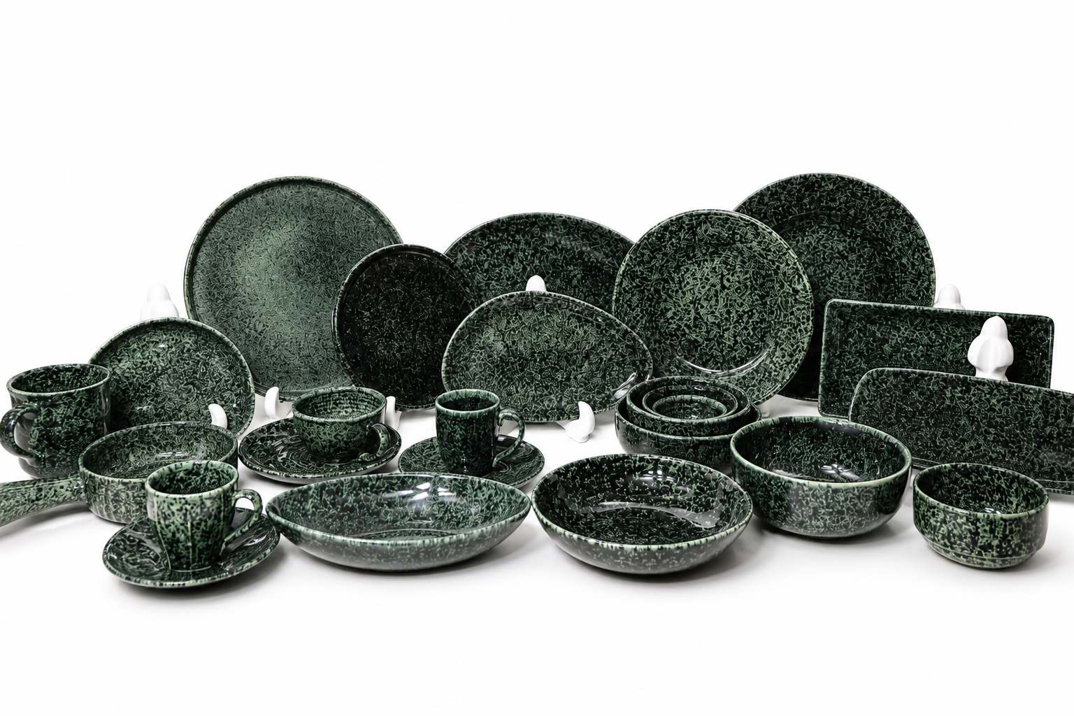 Green Speckled Ceramic Dinnerware Collection
