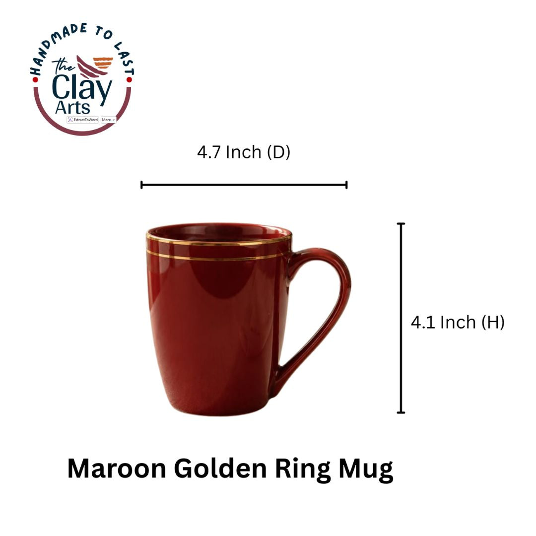 Maroon Gold Lining Mug Set (Porcelain) – Set of 2