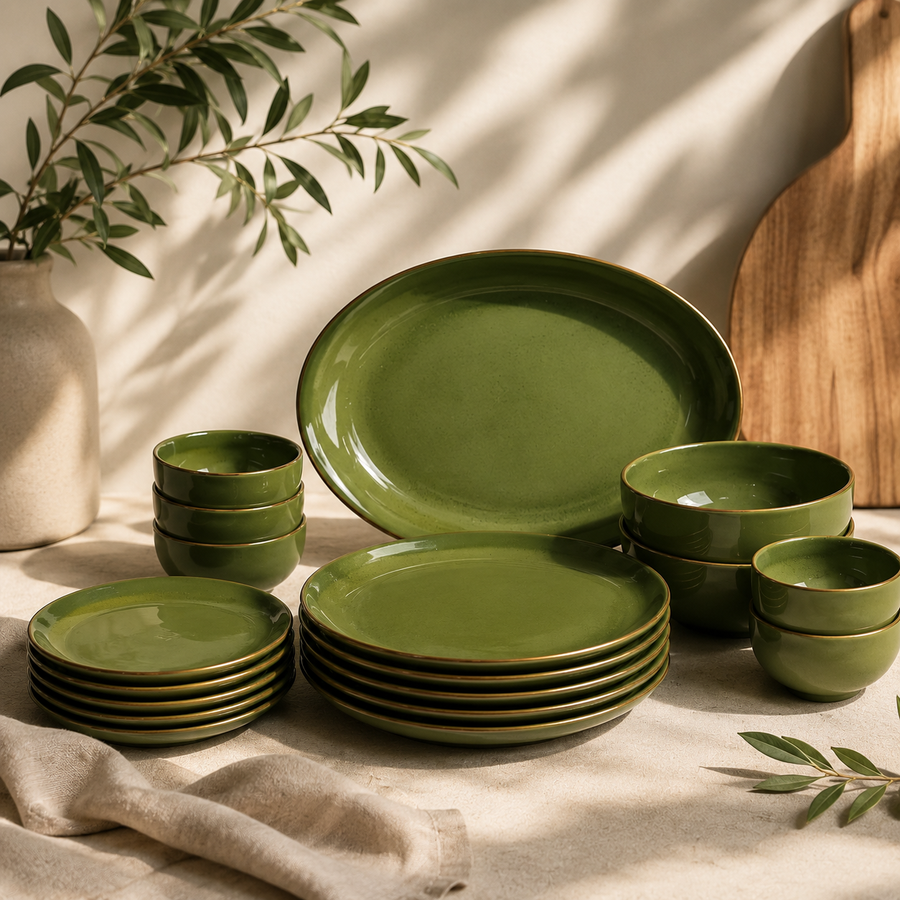 Olive Green porcelain dinner set