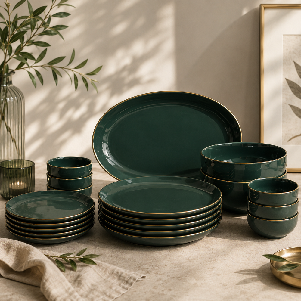 Deep Emerald Green porcelain dinner set