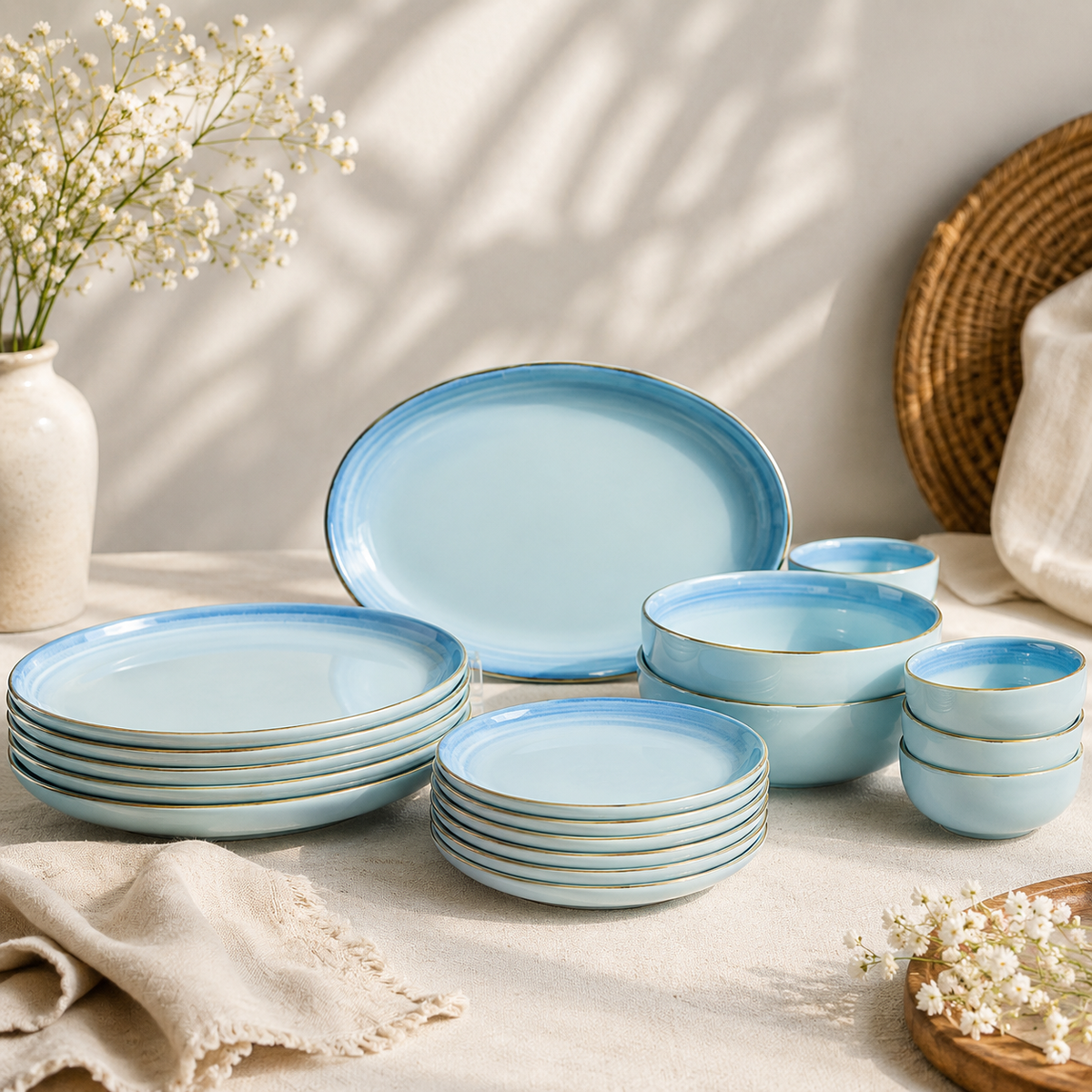 Sky Blue porcelain dinner set