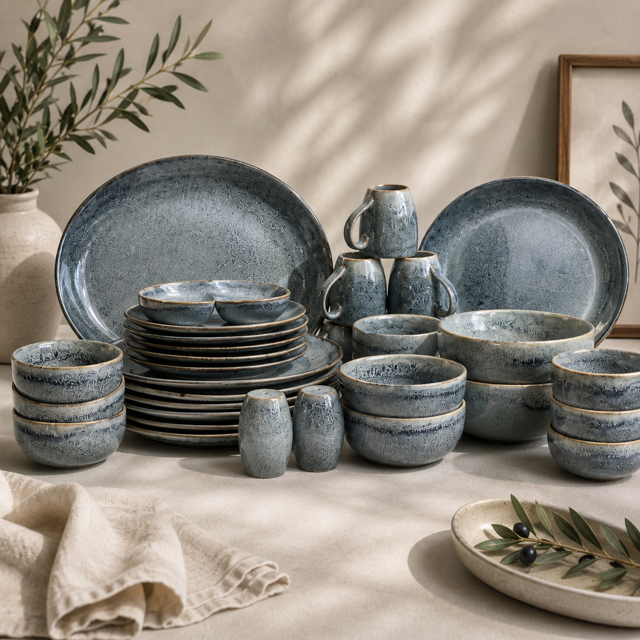 Grey Reactive Dinner Set – 20 Pieces