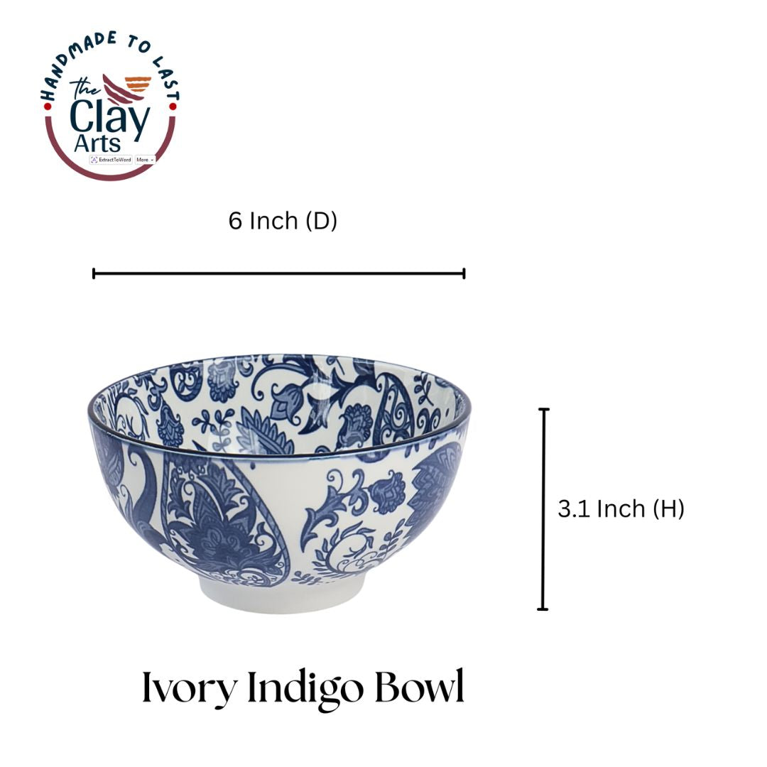Blue White Ivory Indigo Bowl Set of 2 – Premium Ceramic Serveware