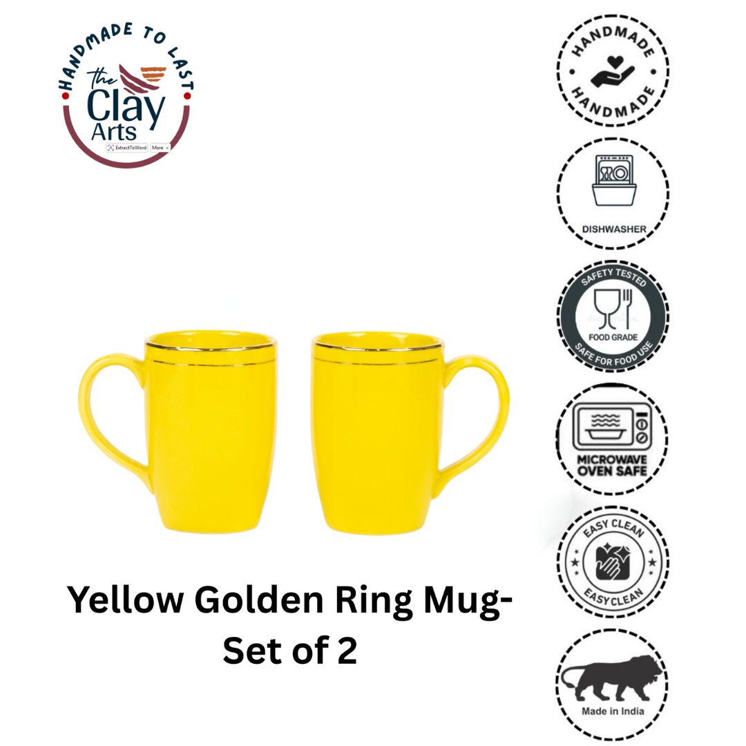Yellow Gold Ring Mug Set of 2 – Premium Ceramic