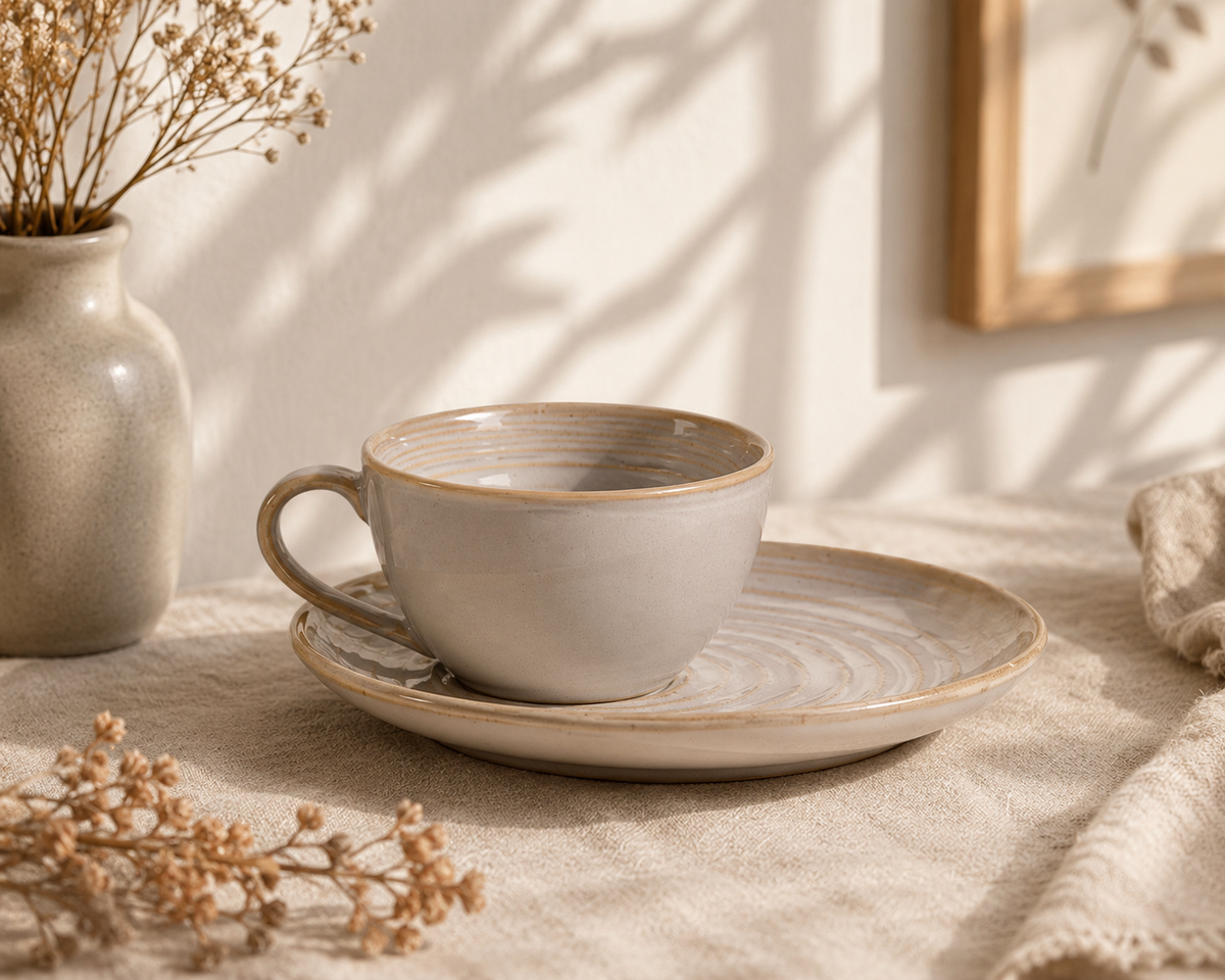 Ivory White cappuccino cup and saucer