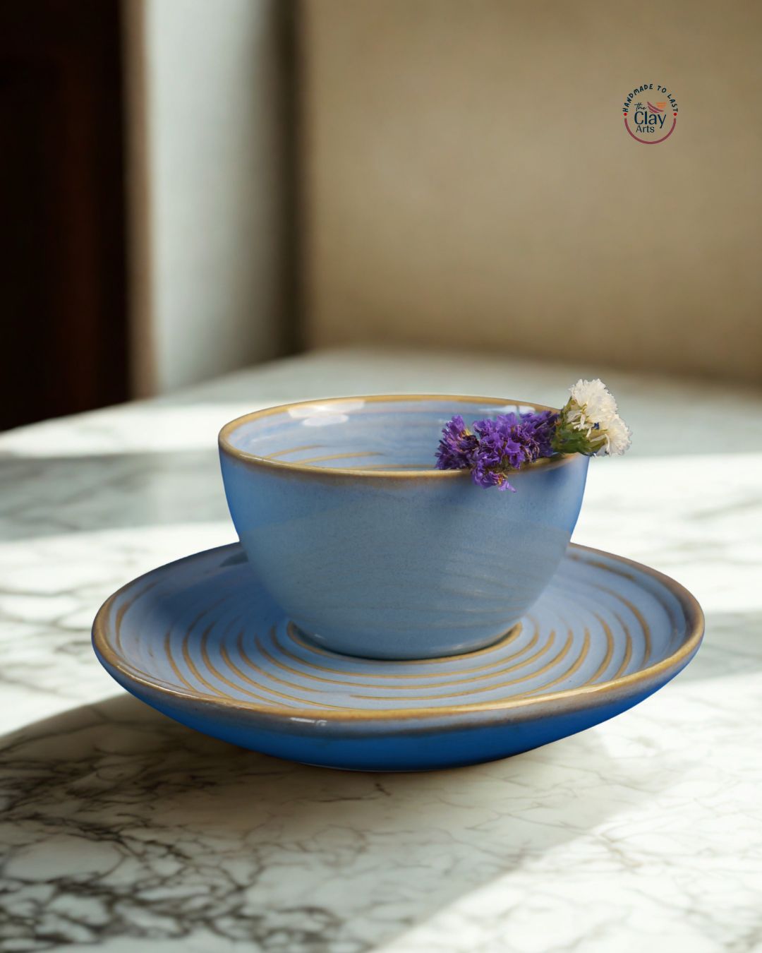 Sky Blue Cappuccino Cup & Saucer