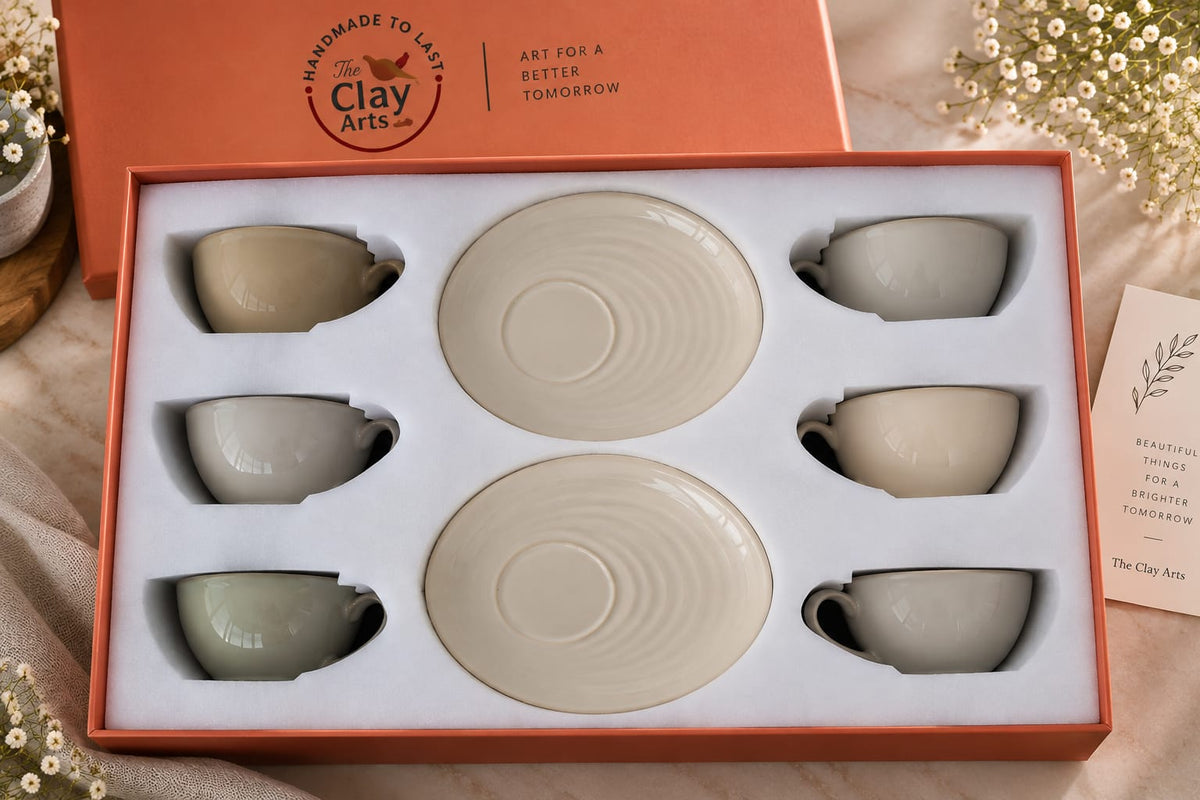 Porcelain Cup & Saucer Gift Set 6 pcs