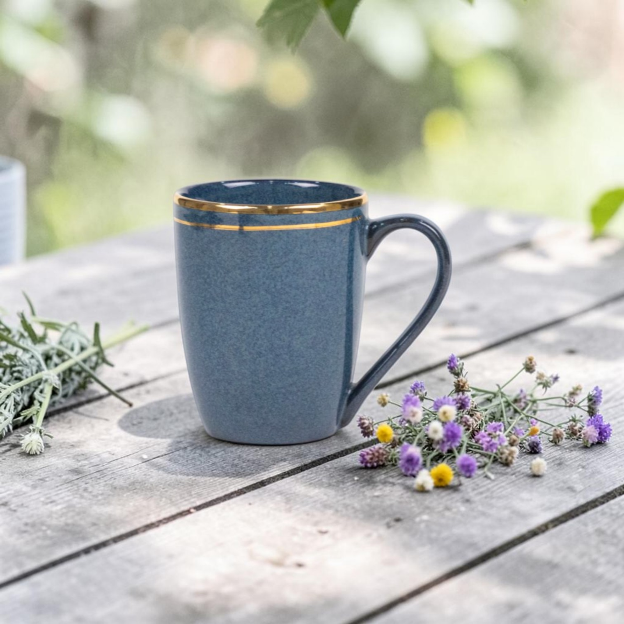 Blue Golden Ring Porcelain Mug
