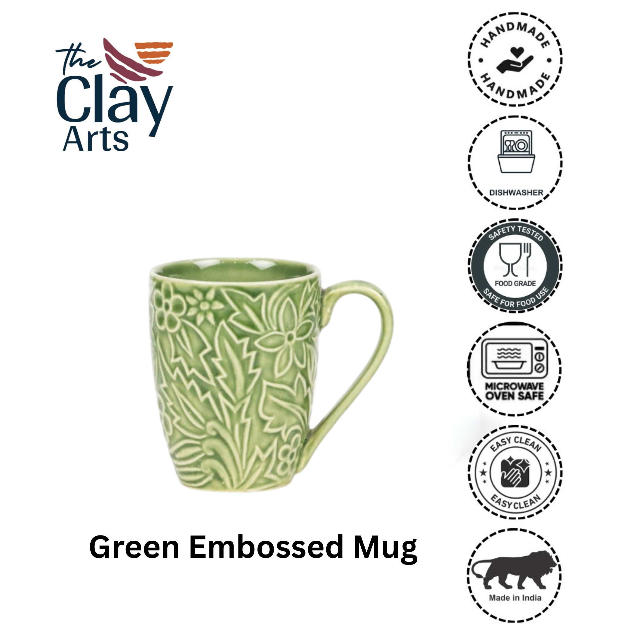 Green Embossed Porcelain Mug