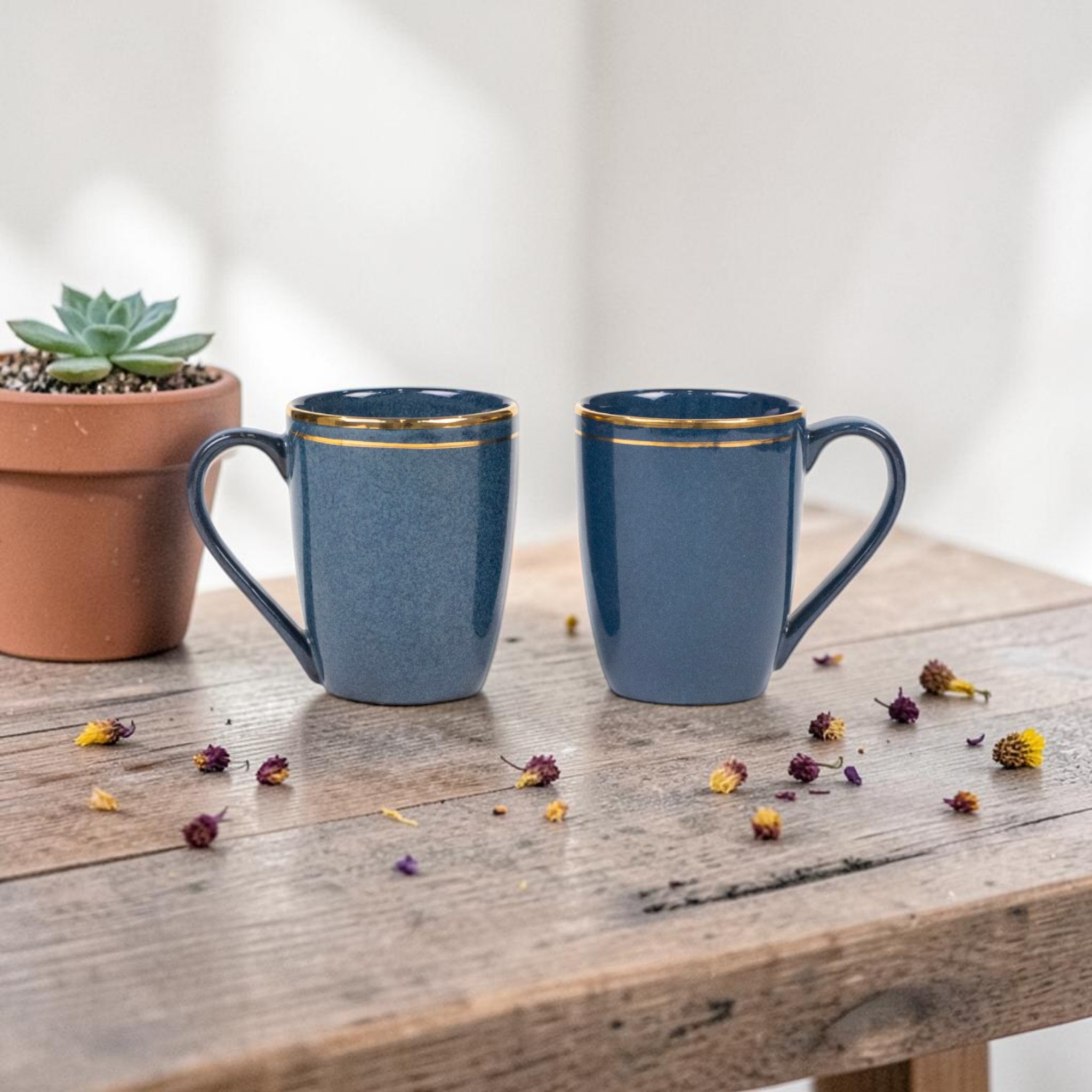Blue Golden Ring Porcelain Mug