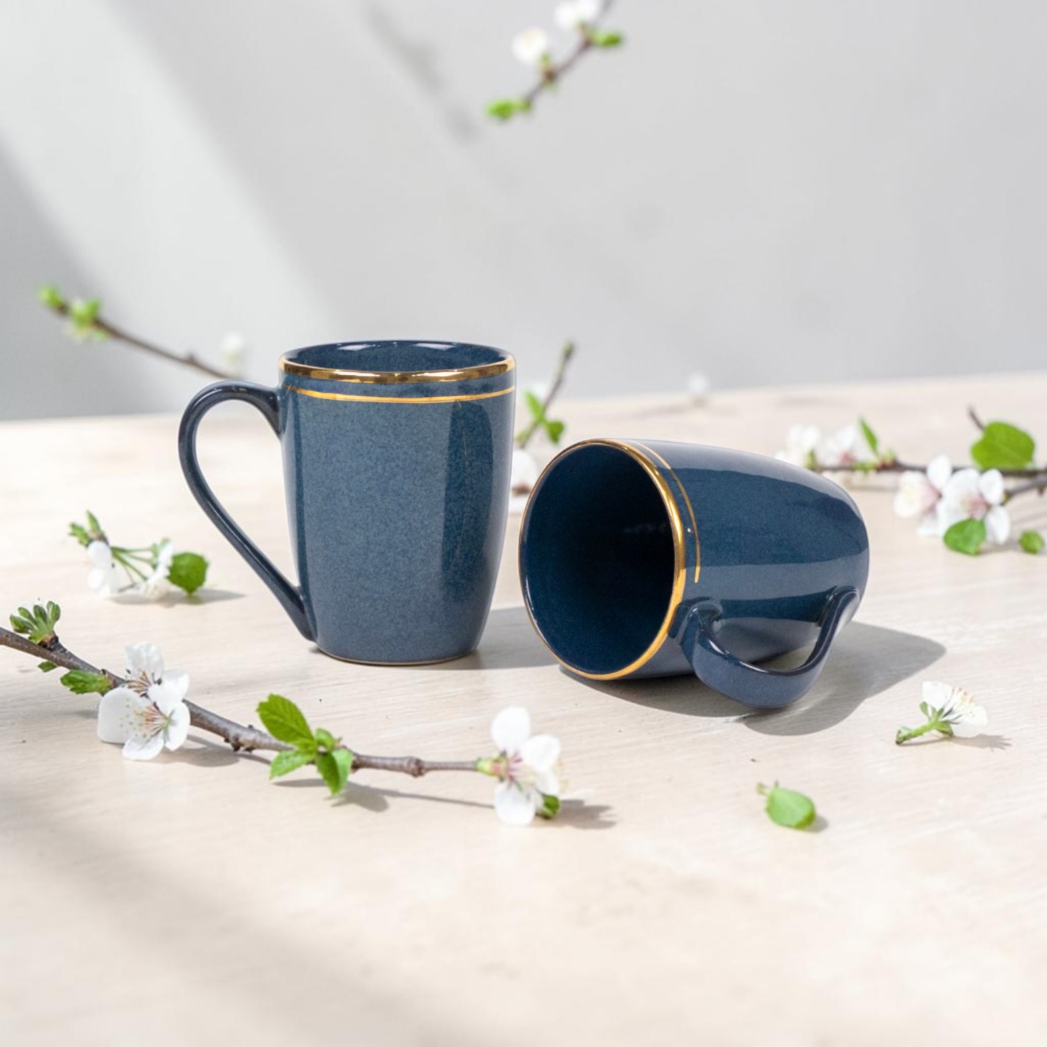 Blue Golden Ring Porcelain Mug
