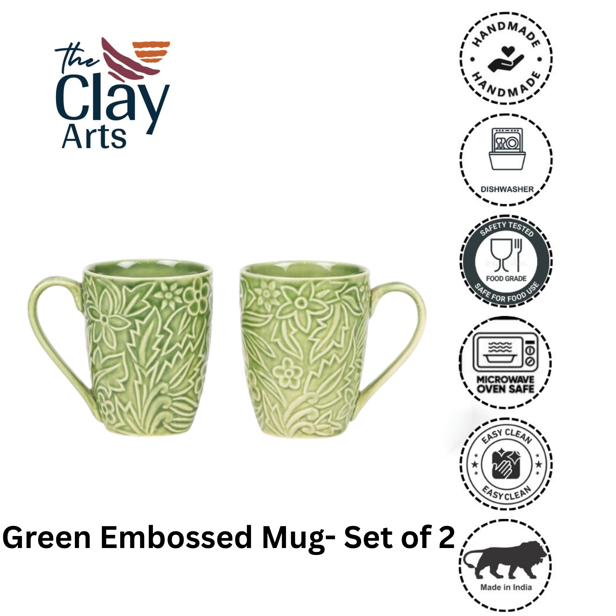 Green Embossed Porcelain Mug