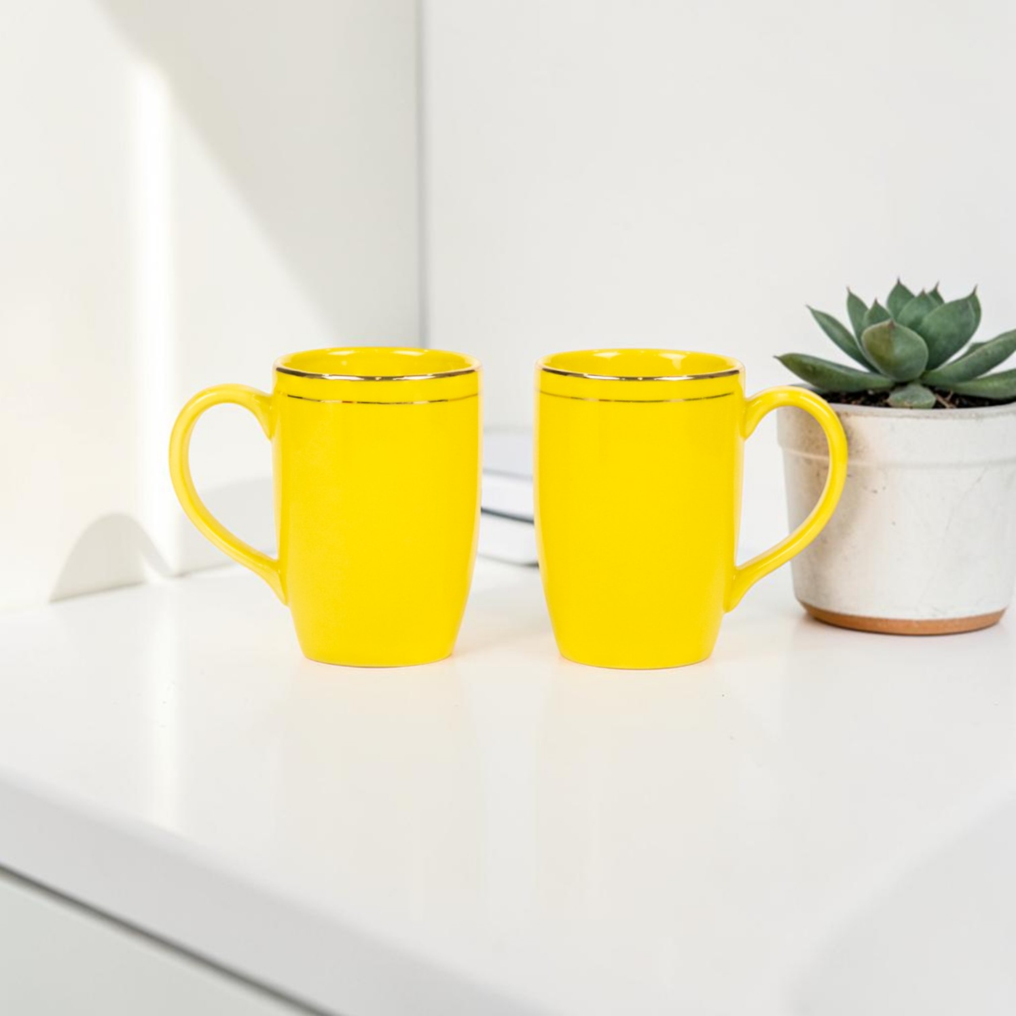 Yellow Gold Ring Mug Set of 2 – Premium Ceramic