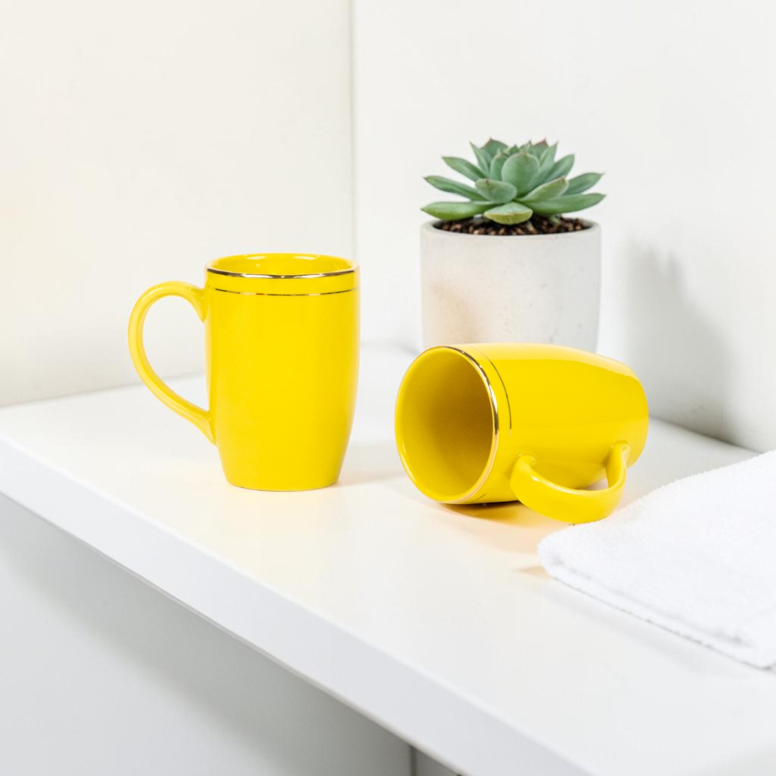 Yellow Gold Ring Mug Set of 2 – Premium Ceramic