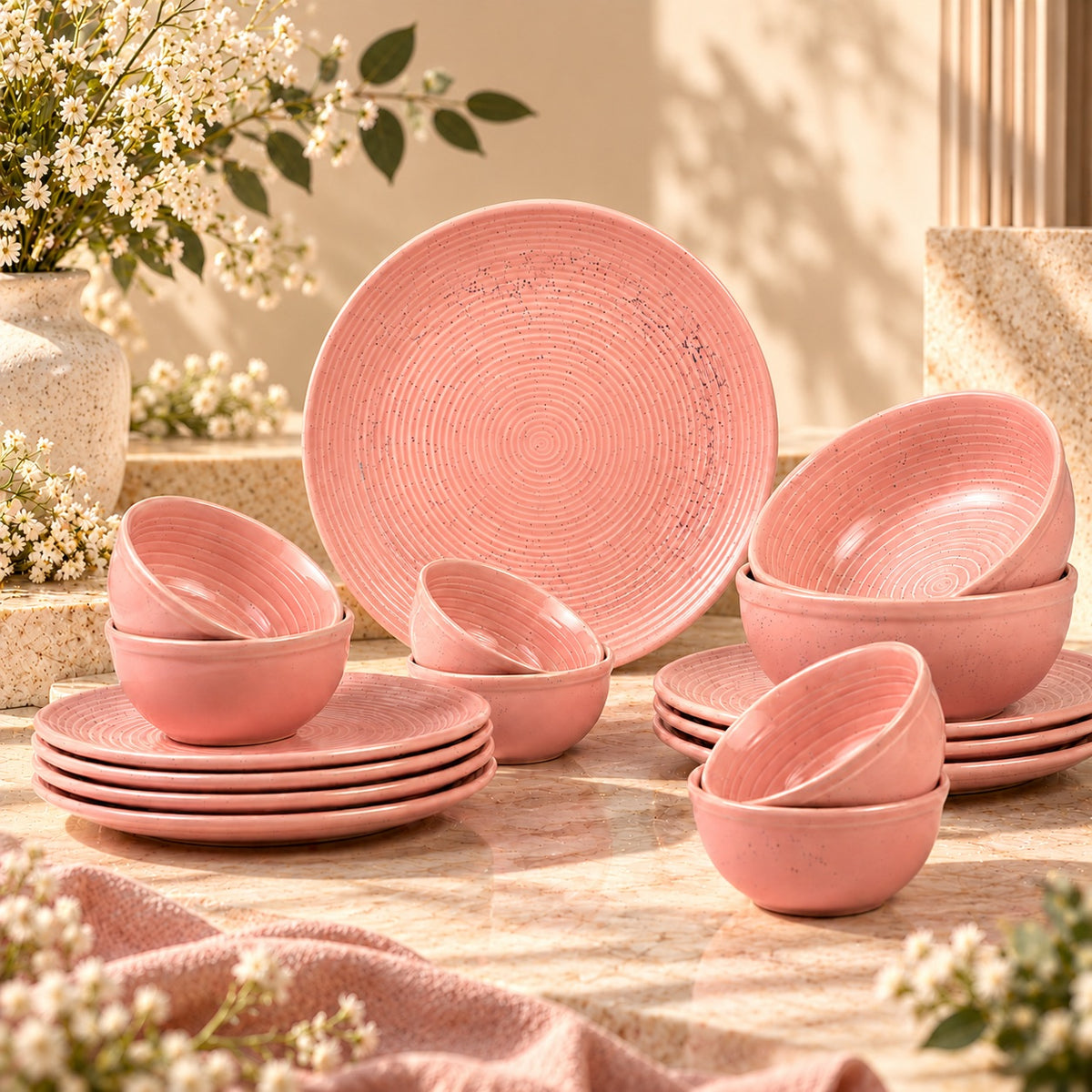 Ringed Ceramic Dinner Set