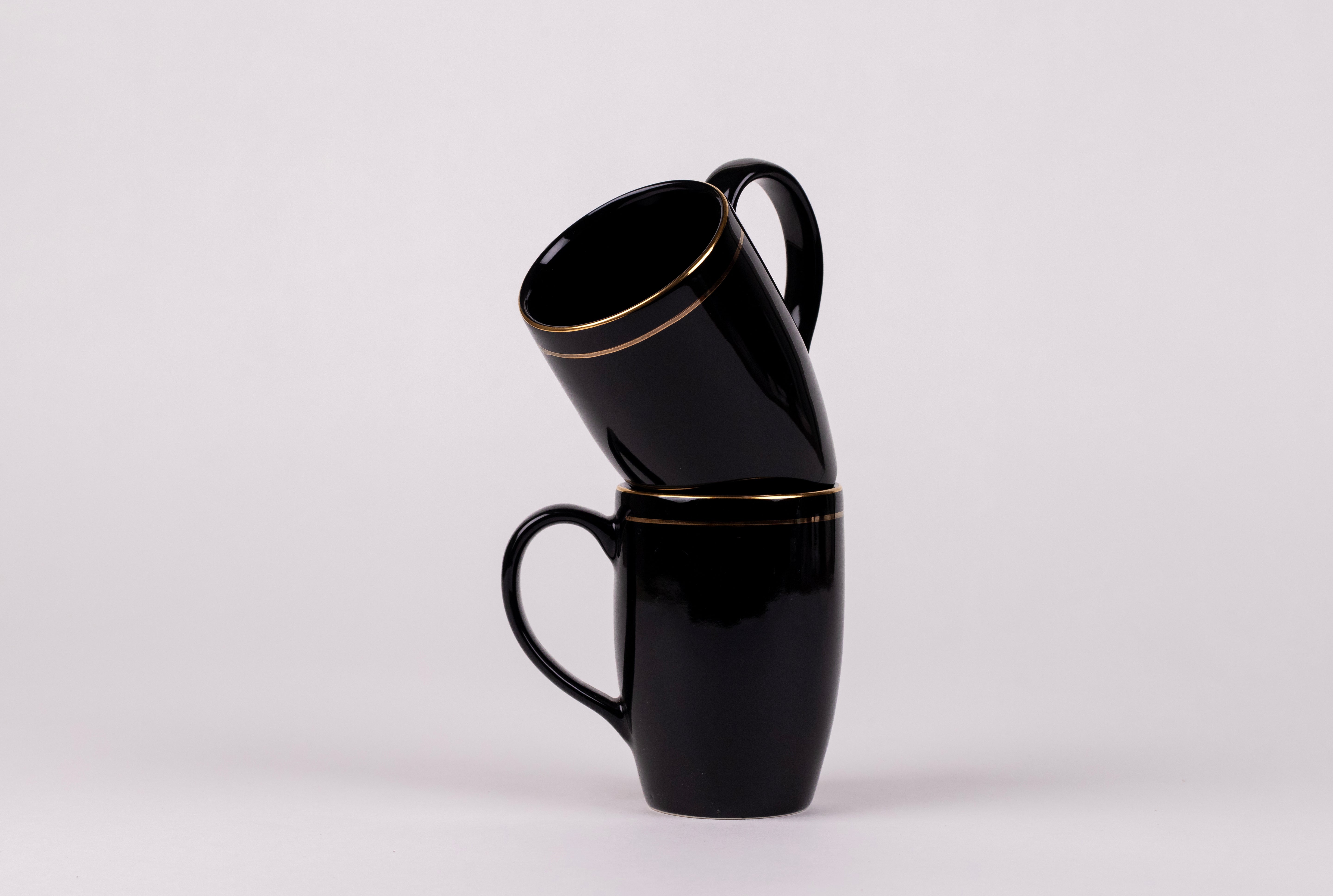 Black Gold Lining Mug Set (Porcelain) – Set of 2