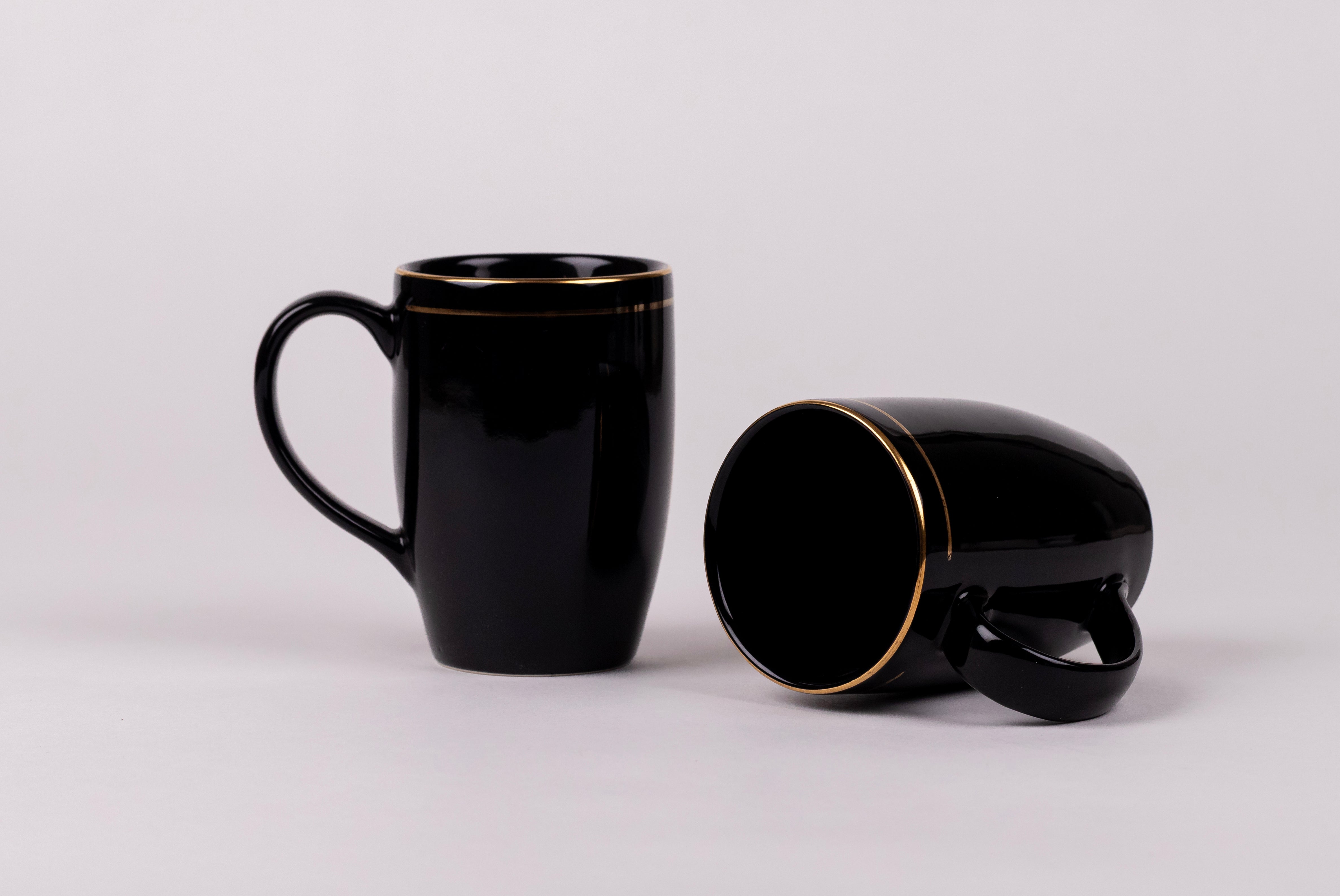 Black Gold Lining Mug Set (Porcelain) – Set of 2
