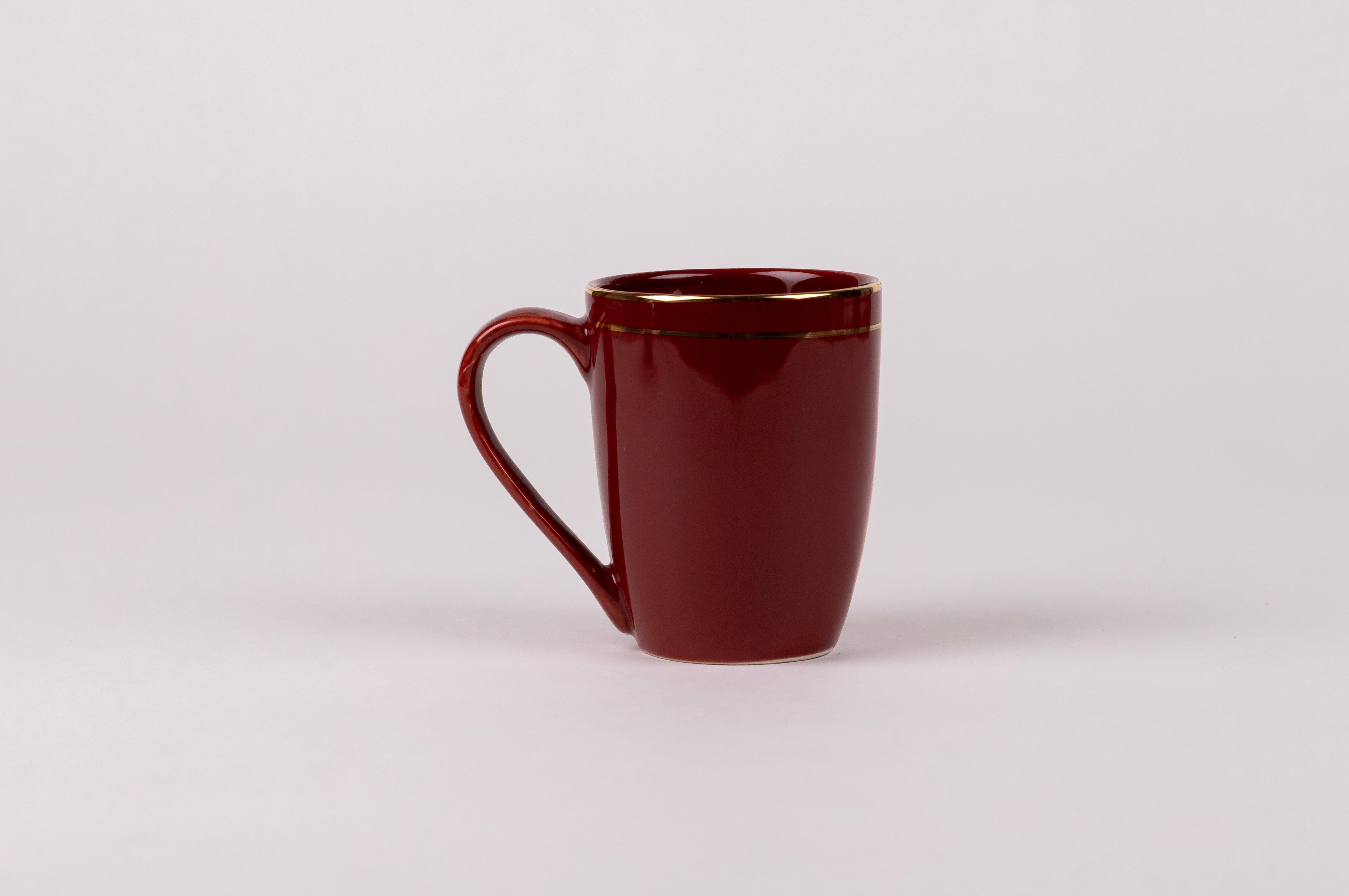 Maroon Gold Lining Mug Set (Porcelain) – Set of 2