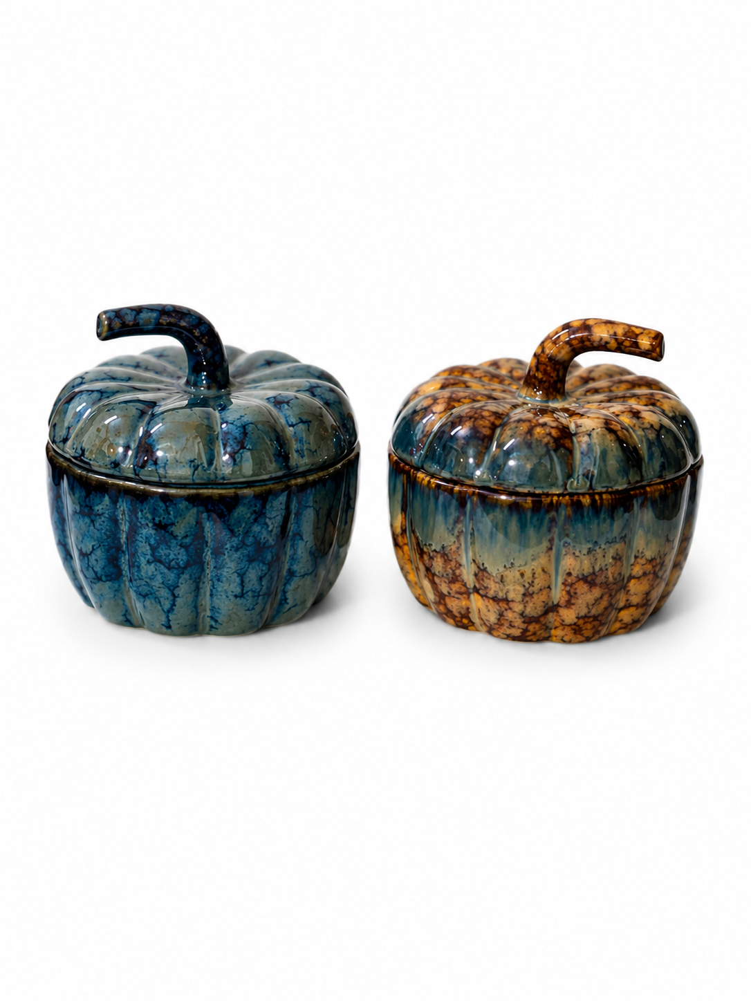 Harvest Pumpkin Porcelain Bowl with Lid
