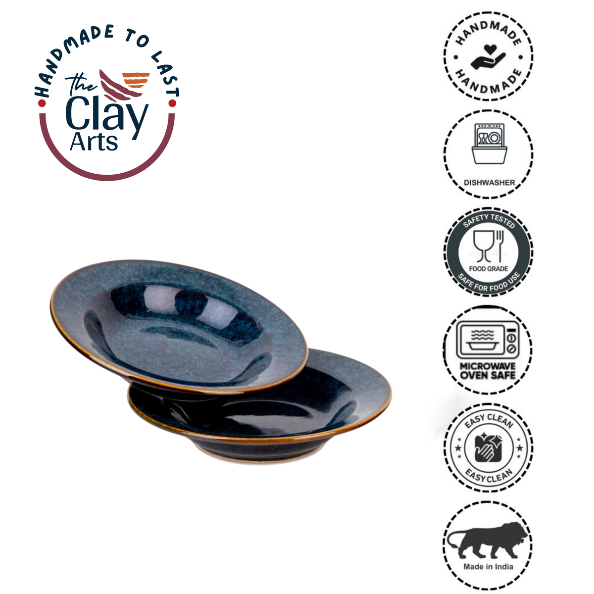 Reactive Blue Pasta Plates