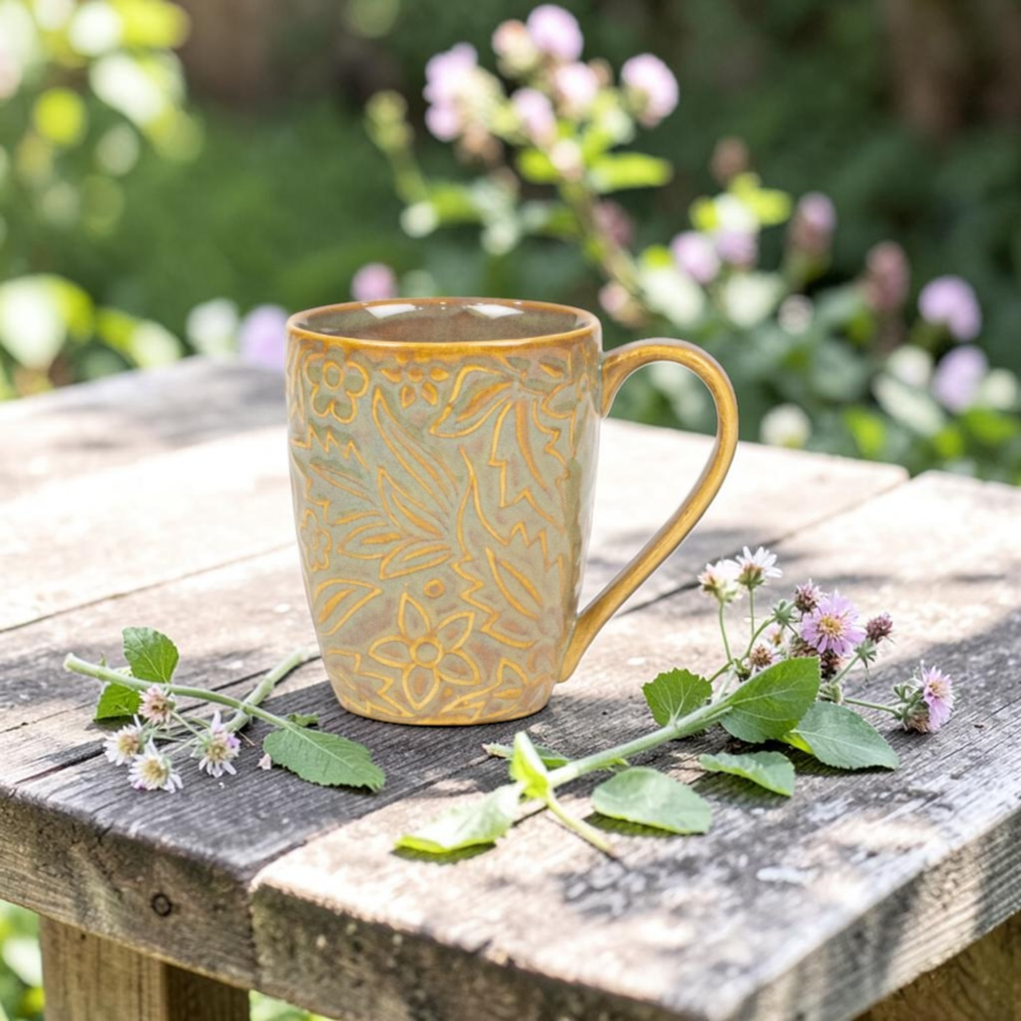 Pista Green Porcelain Embossed Mug