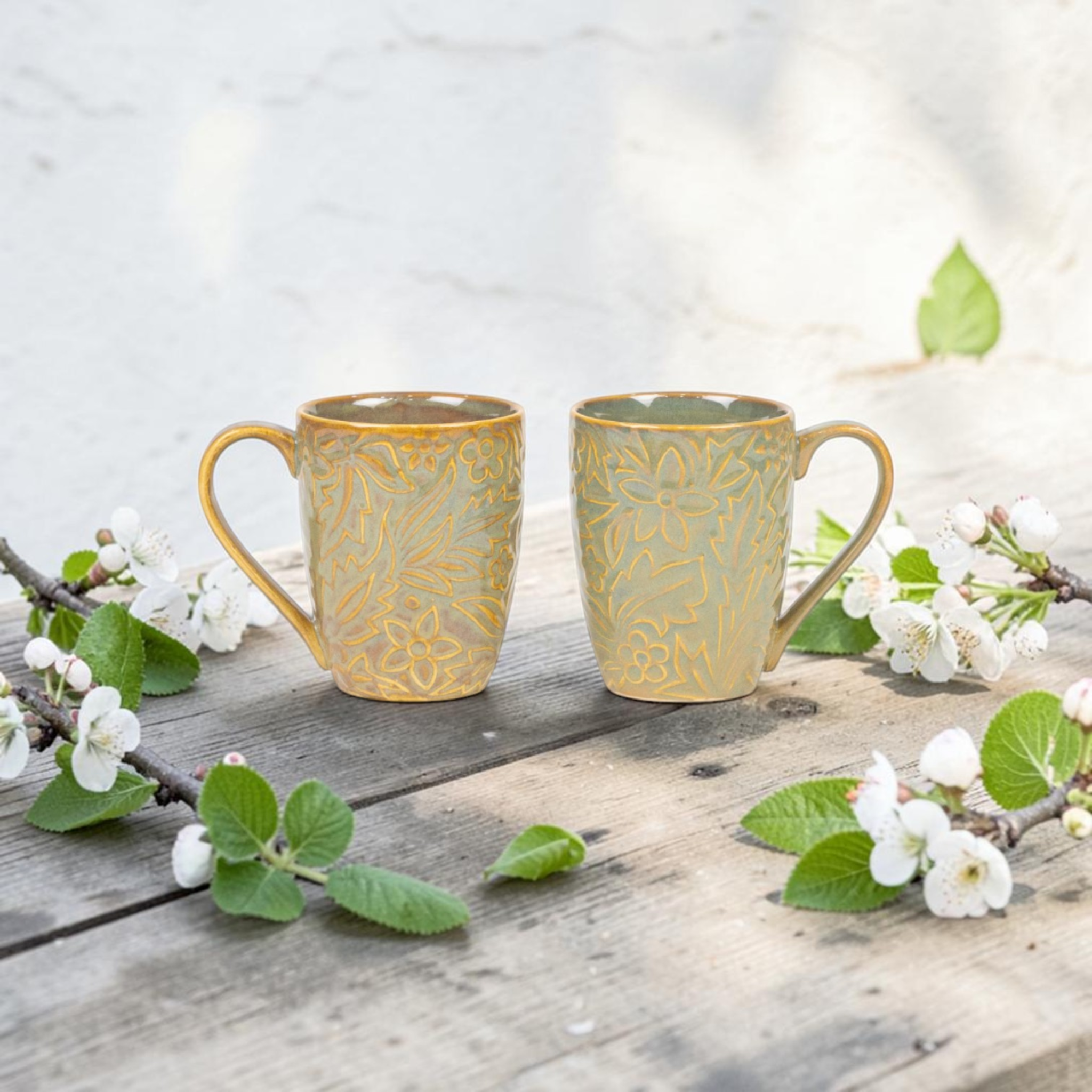 Pista Green Porcelain Embossed Mug