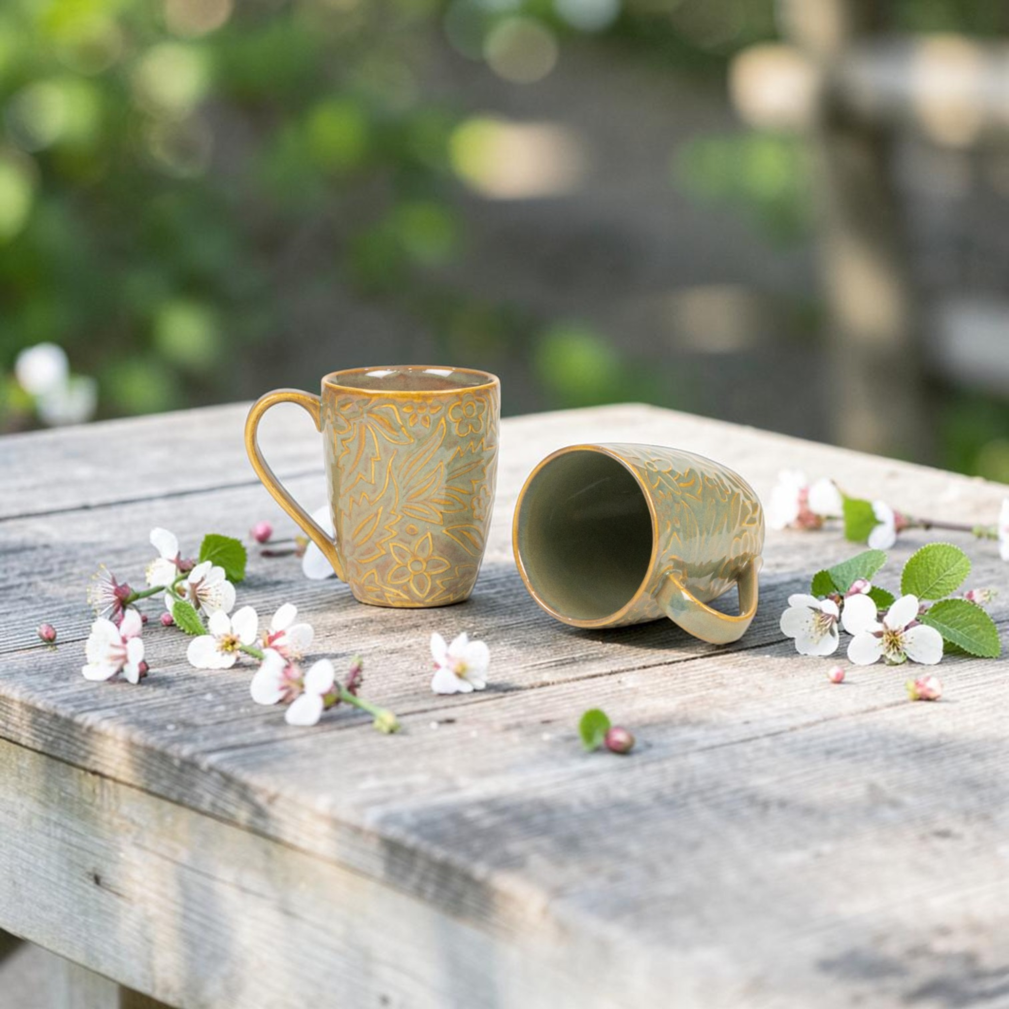 Pista Green Porcelain Embossed Mug