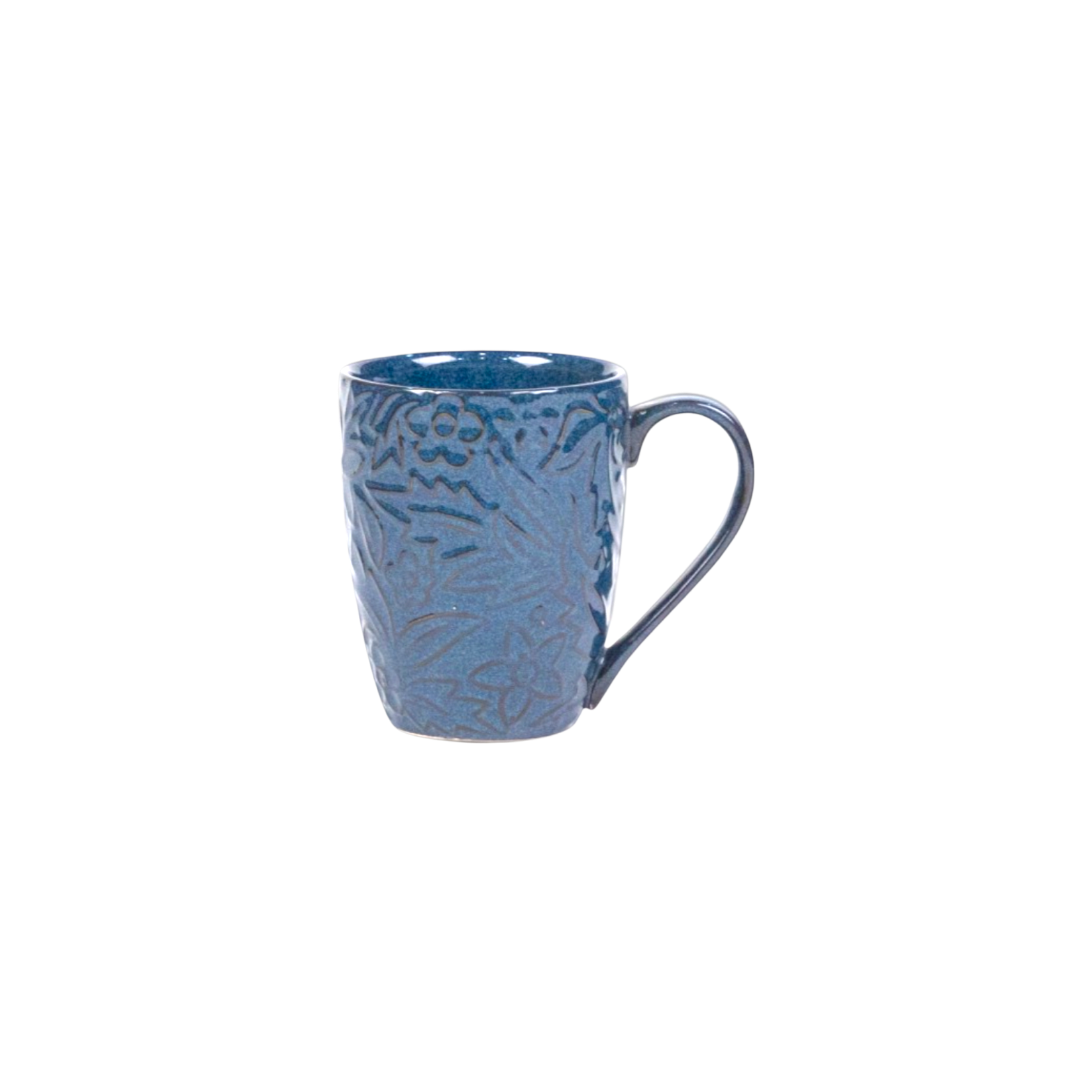 Blue Embossed Mug – Handmade Ceramic