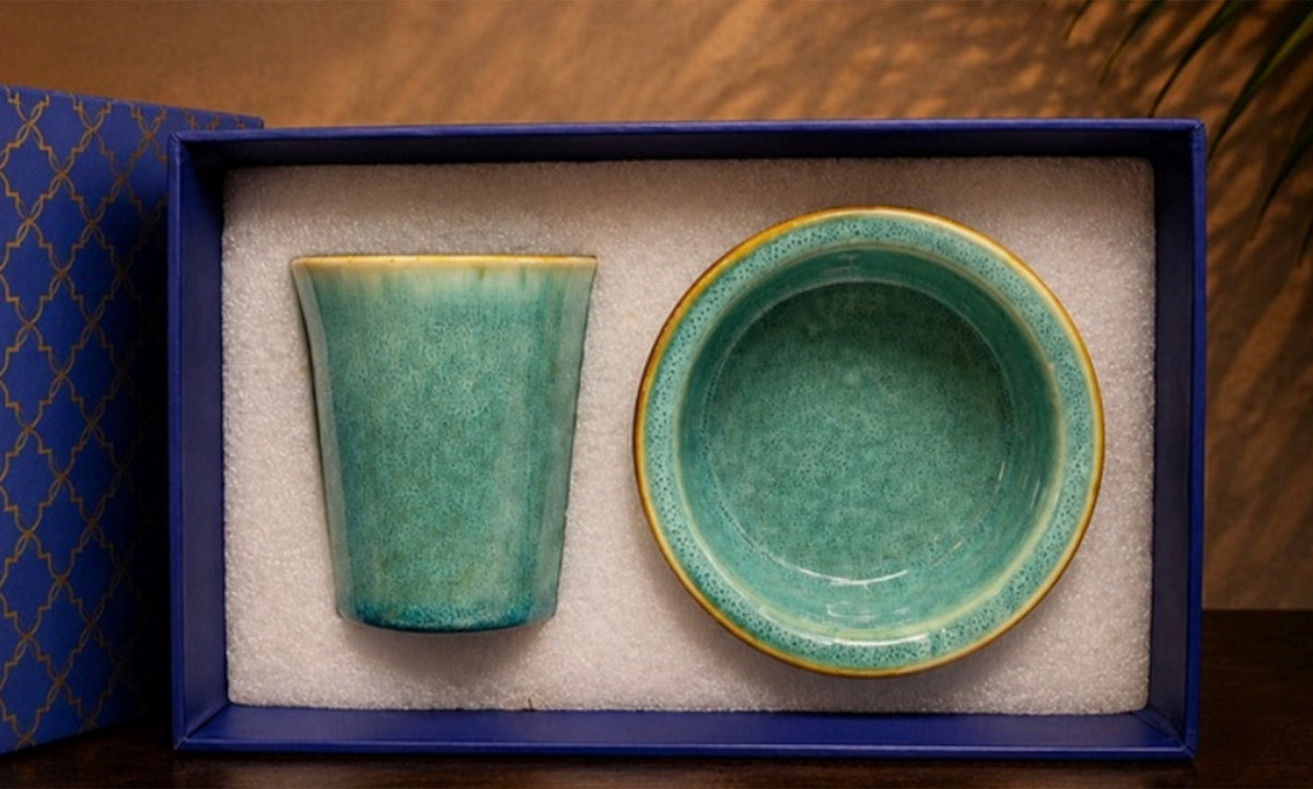 Turquoise Cup & Bowl Gift Set