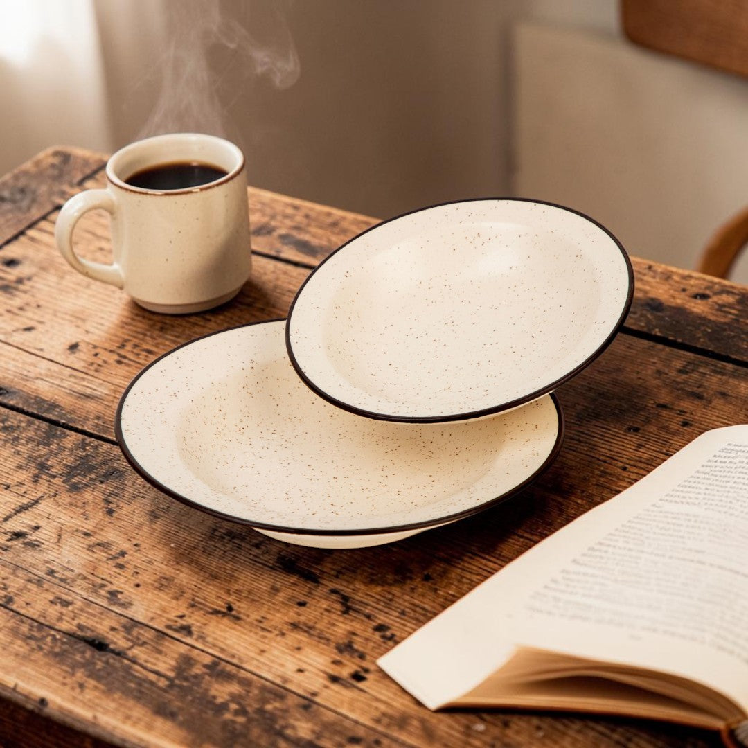 White Speckled Pasta Plates
