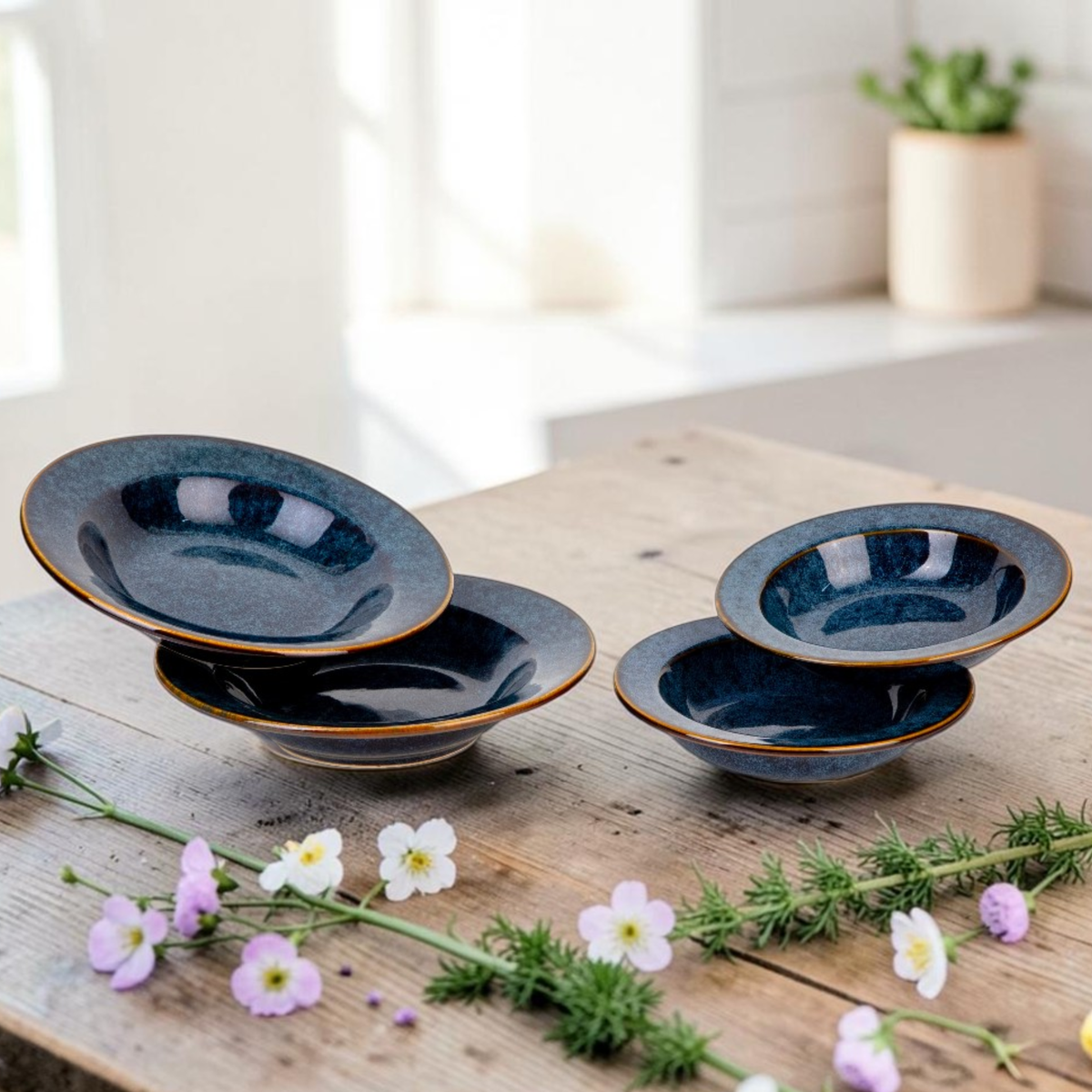 Reactive Blue Pasta Plates