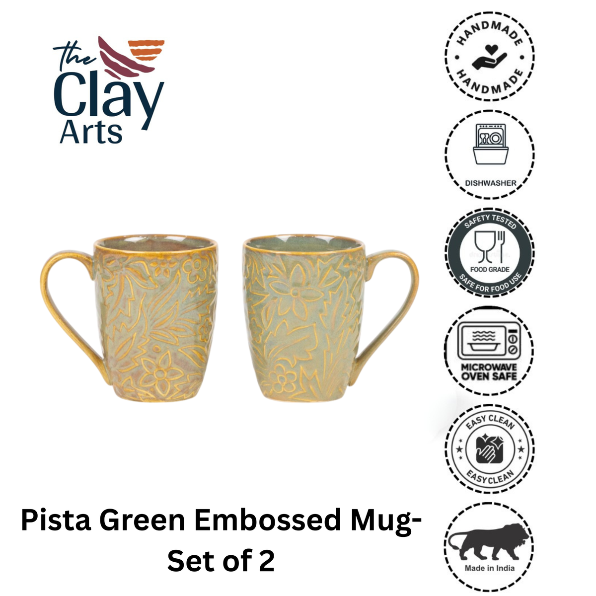 Pista Green Porcelain Embossed Mug