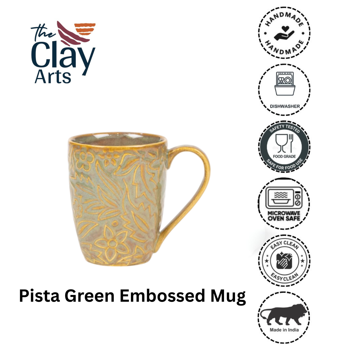 Pista Green Porcelain Embossed Mug