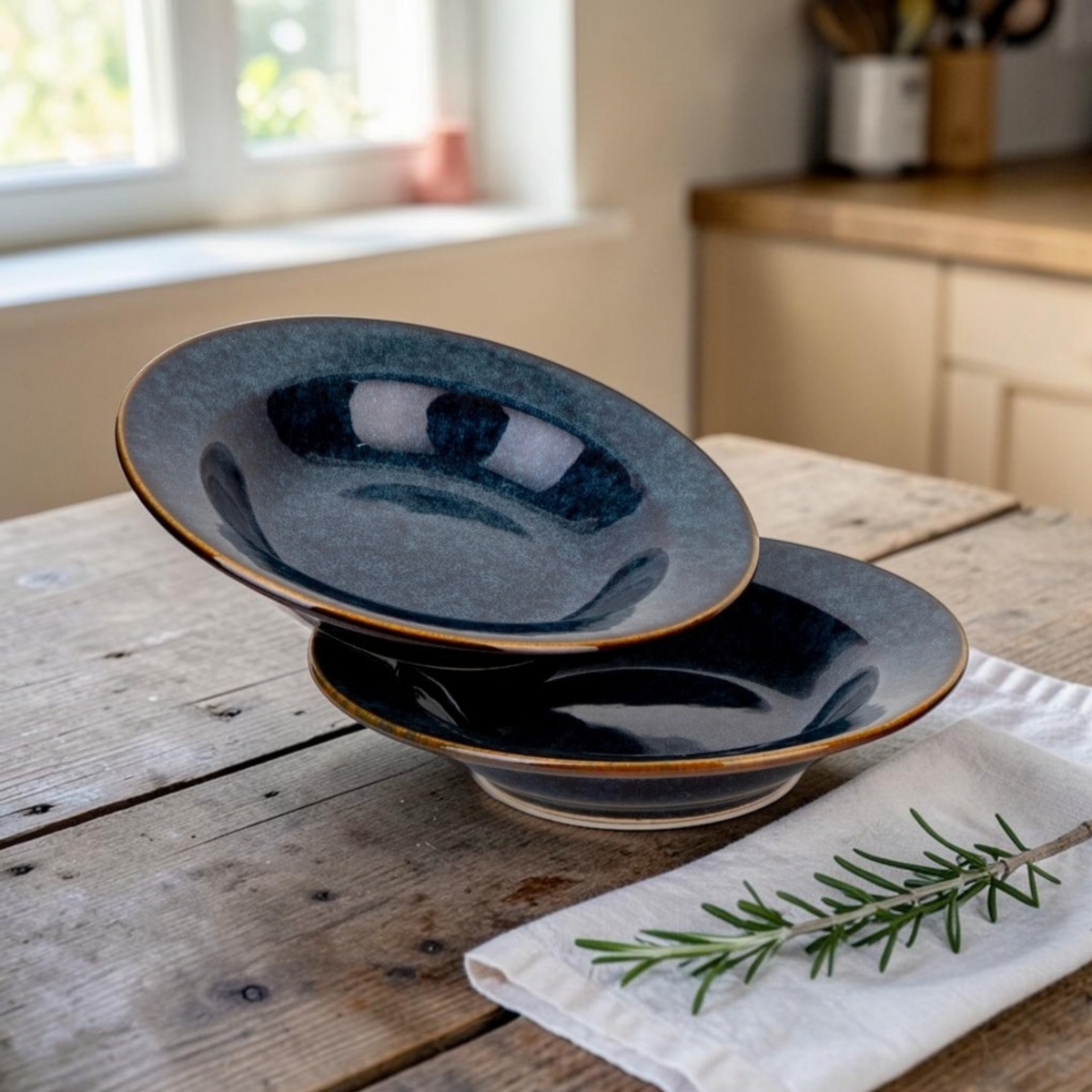 Reactive Blue Pasta Plates