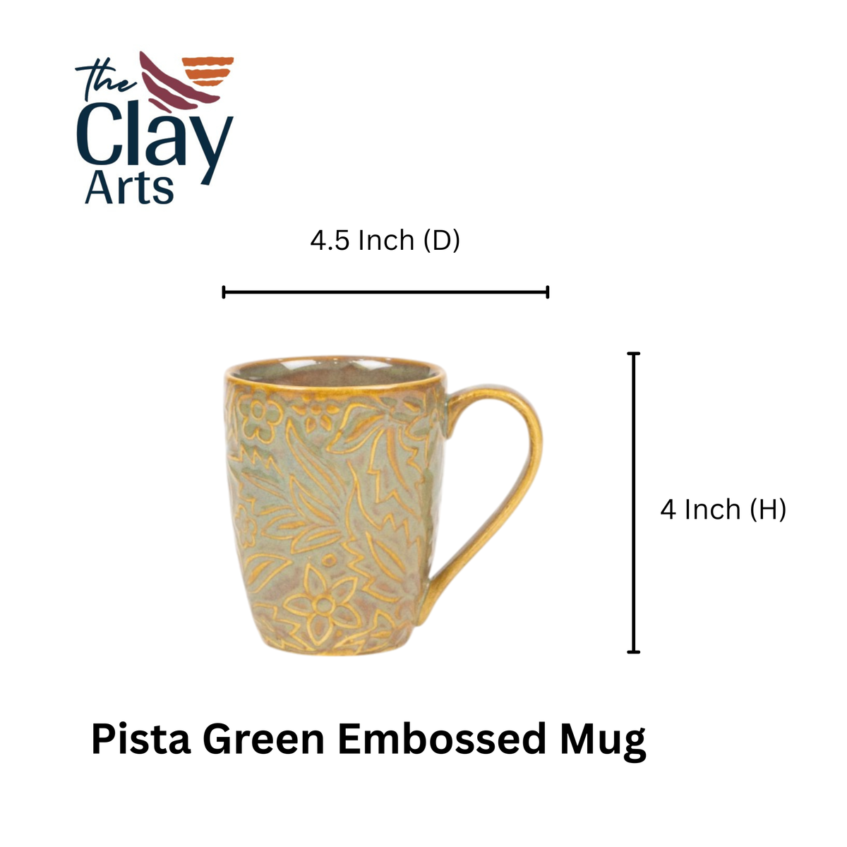 Pista Green Porcelain Embossed Mug