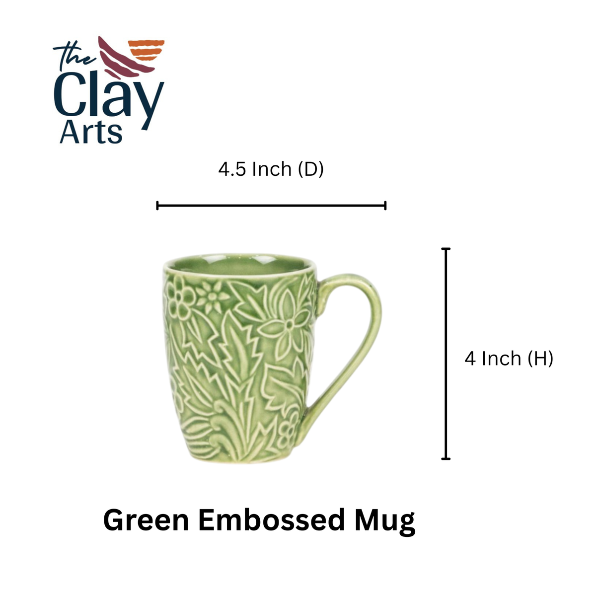 Green Embossed Porcelain Mug