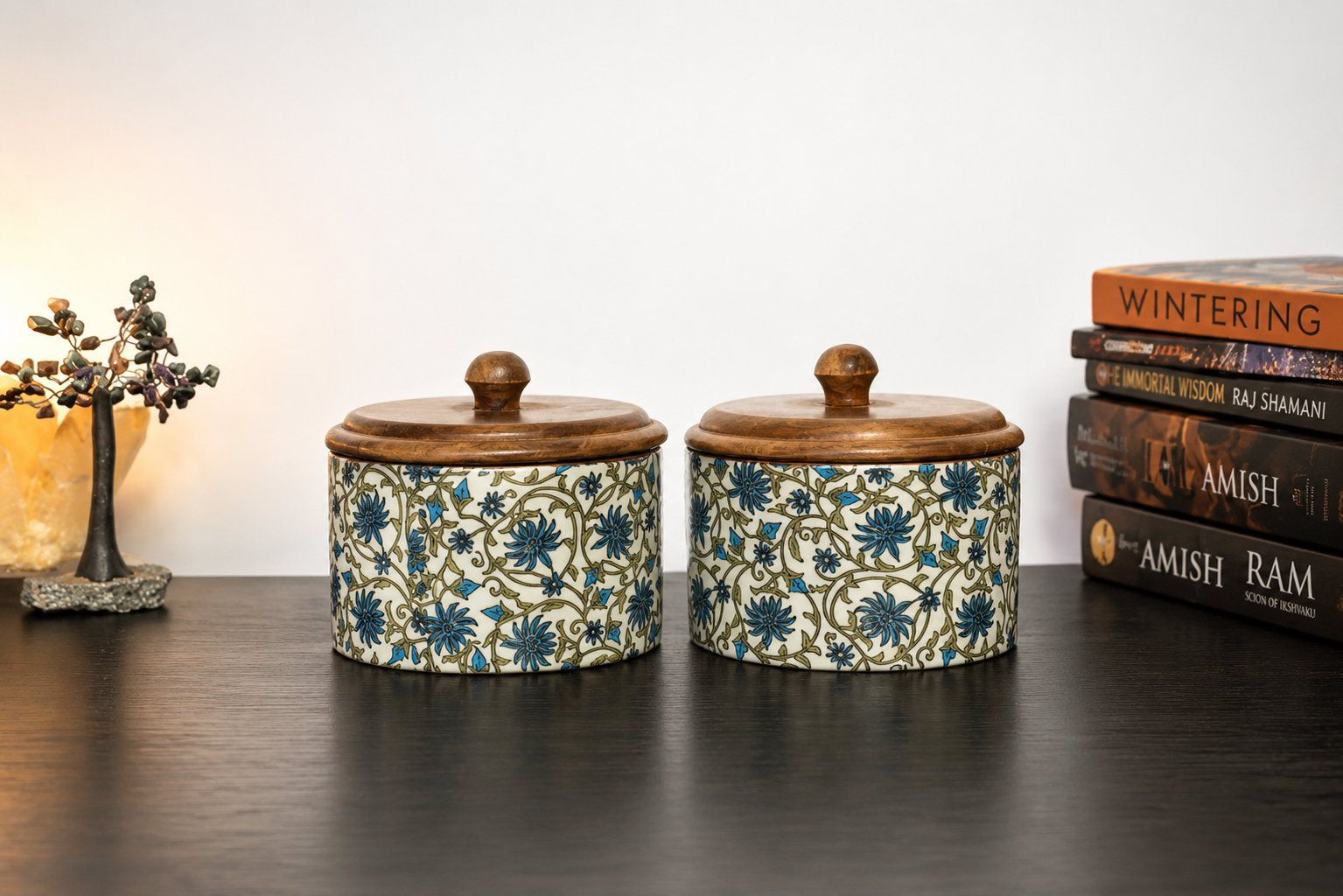 Handcrafted Floral Ceramic Storage Canisters