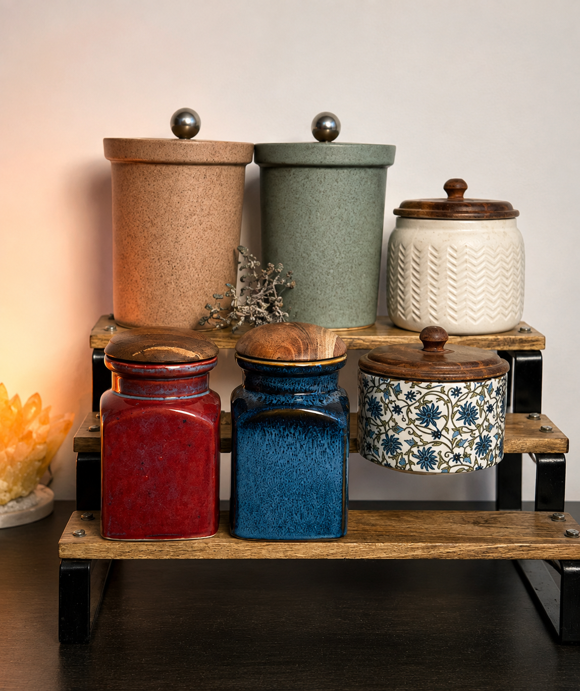 Handcrafted Ceramic Storage Jar Collection - 5 Jars