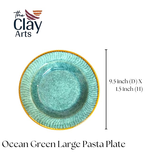 Ocean Green Pasta Plate – Premium Ceramic Serveware