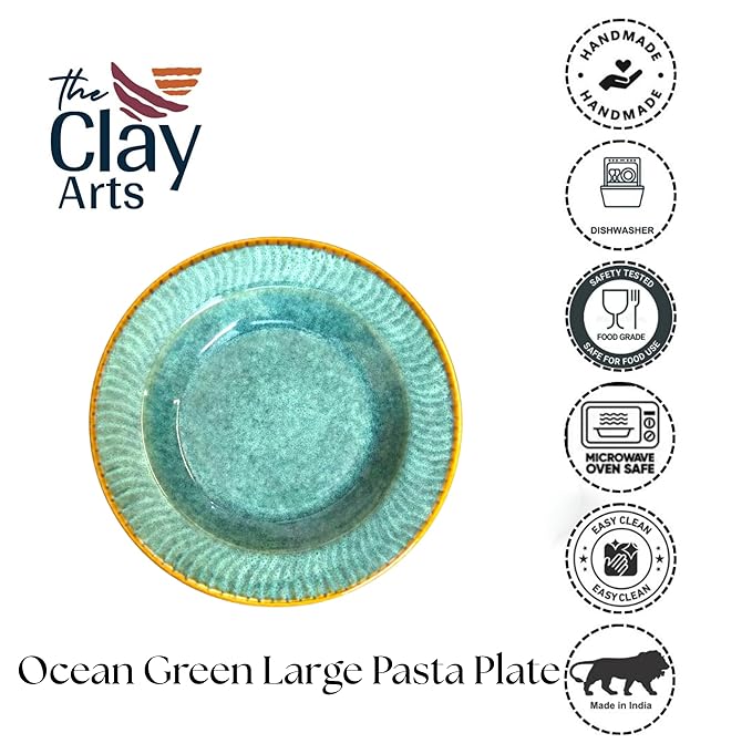 Ocean Green Pasta Plate – Premium Ceramic Serveware